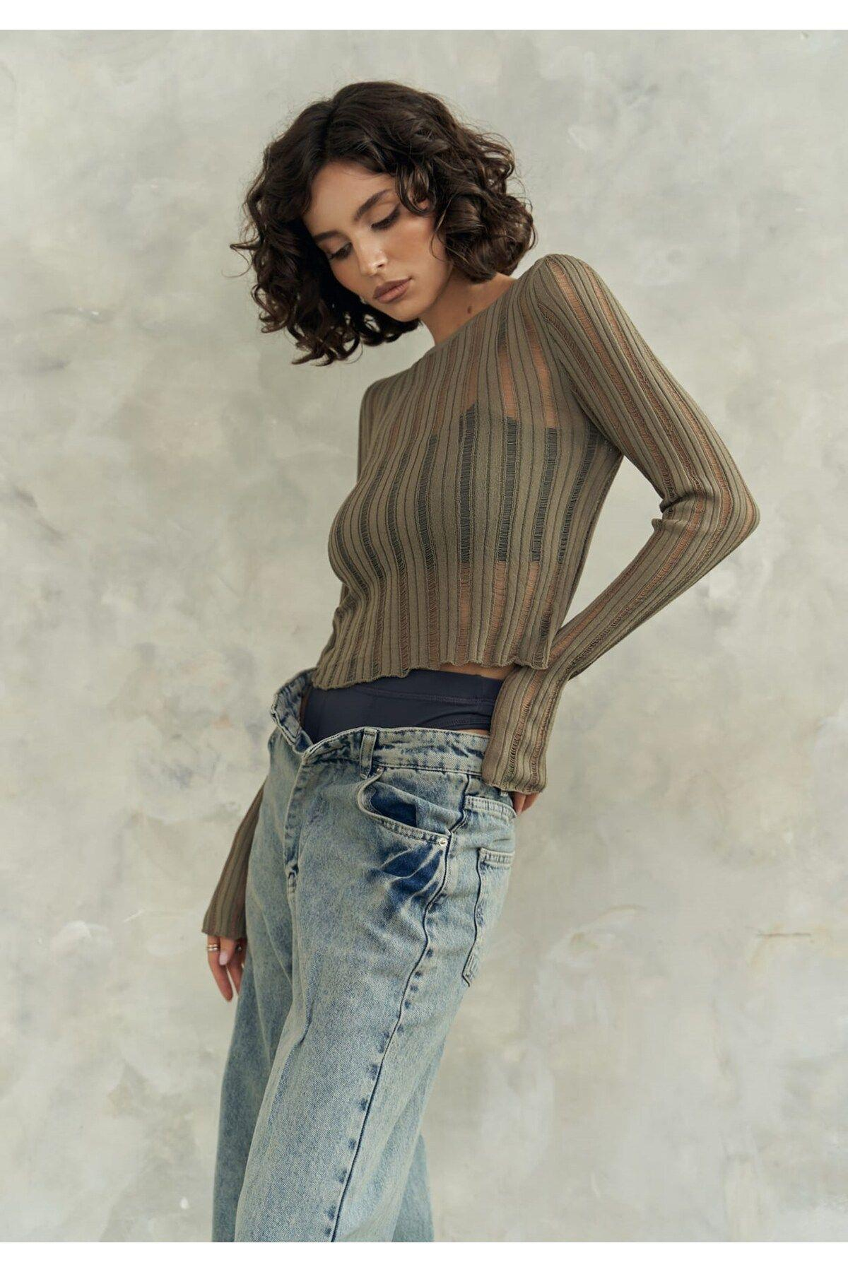 Maribel Yeşil Transparan Kazak