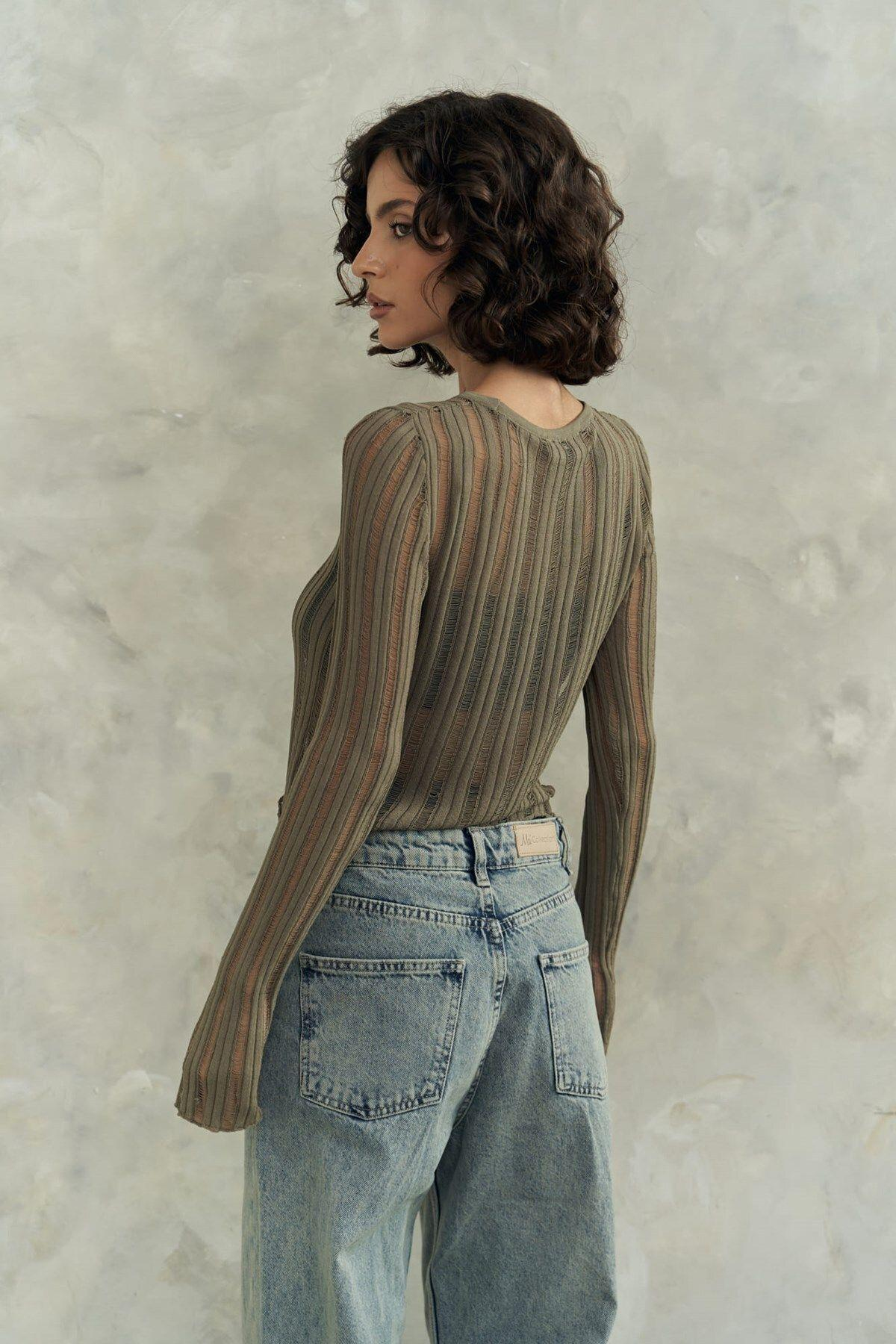 Maribel Yeşil Transparan Kazak