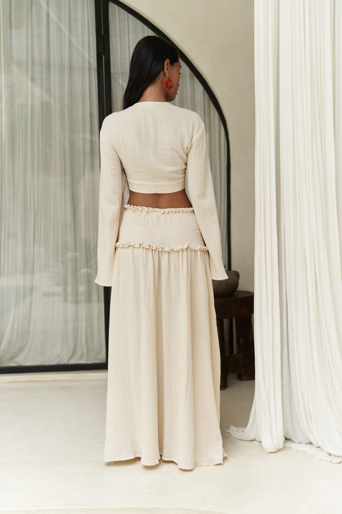 Marshanda Bej Crop Etek Takım