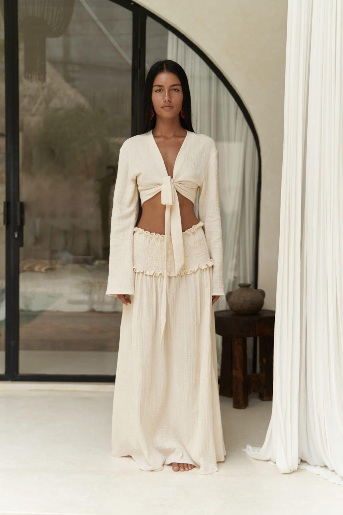 Marshanda Bej Crop Etek Takım