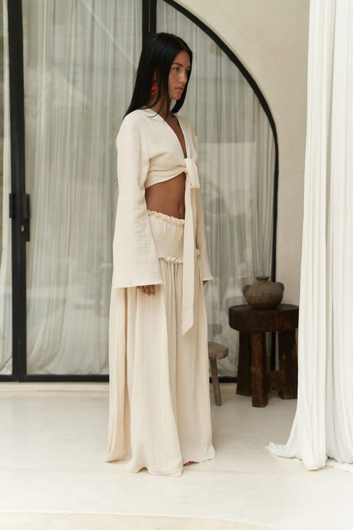 Marshanda Bej Crop Etek Takım