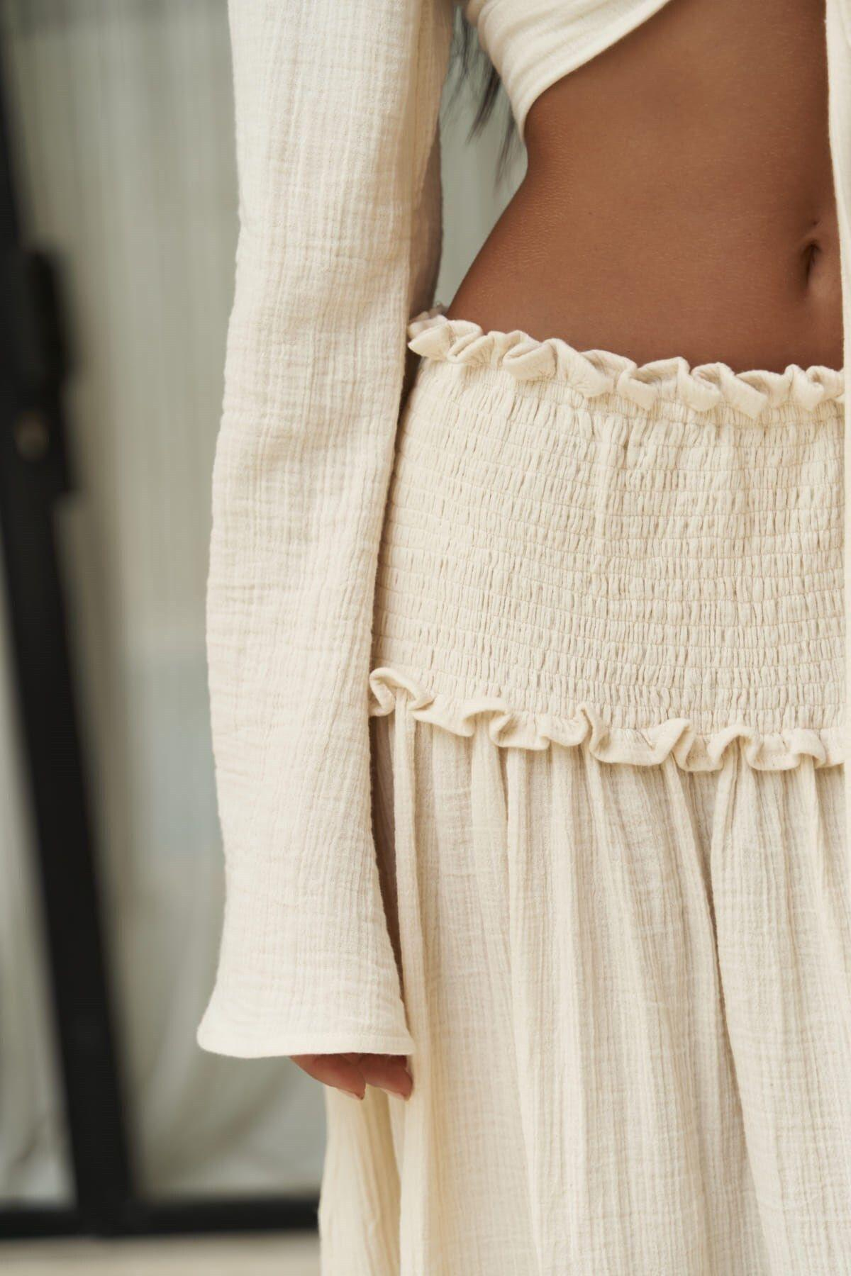 Marshanda Bej Crop Etek Takım