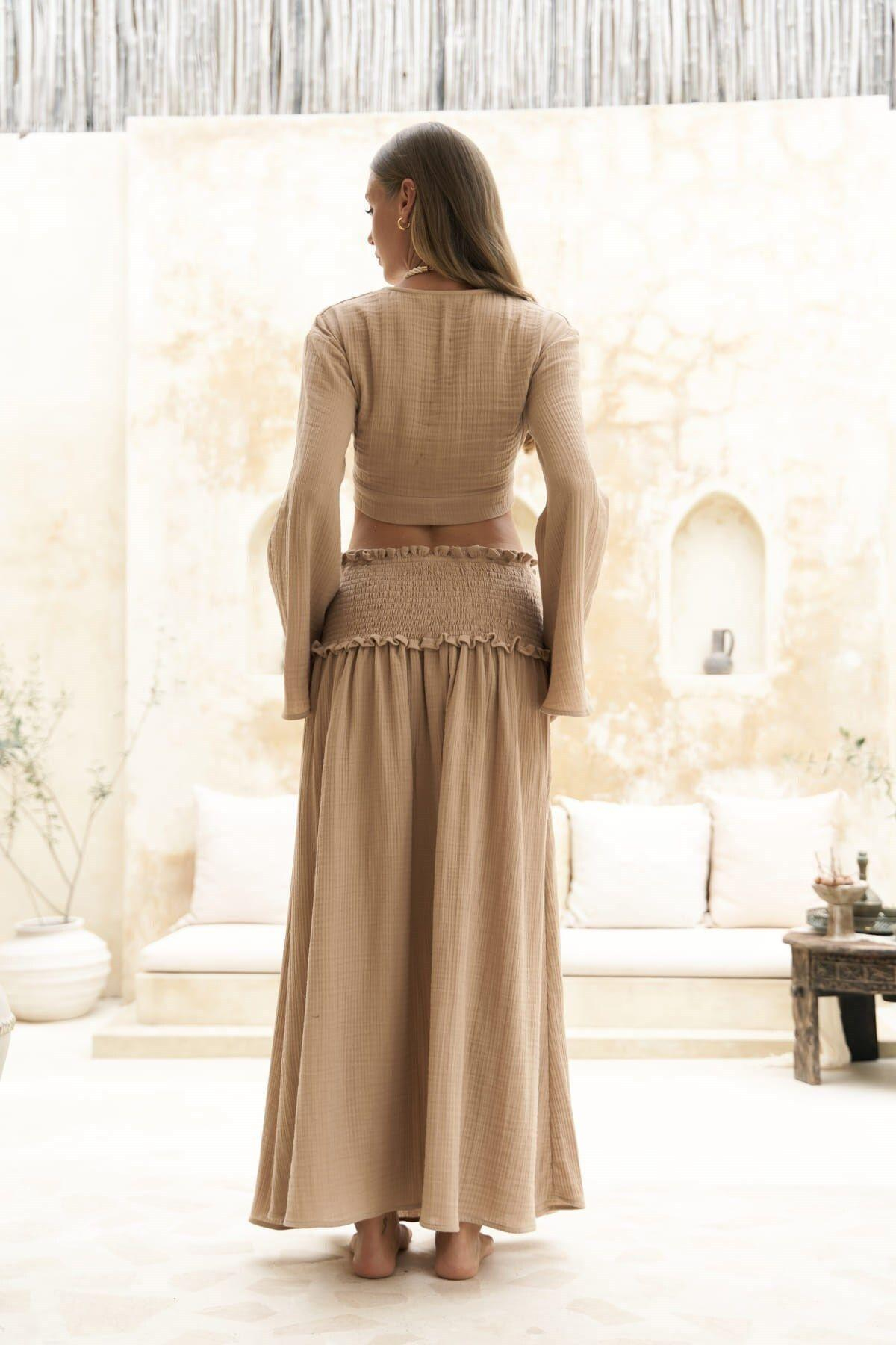 Marshanda Brown Crop&Skirt Set