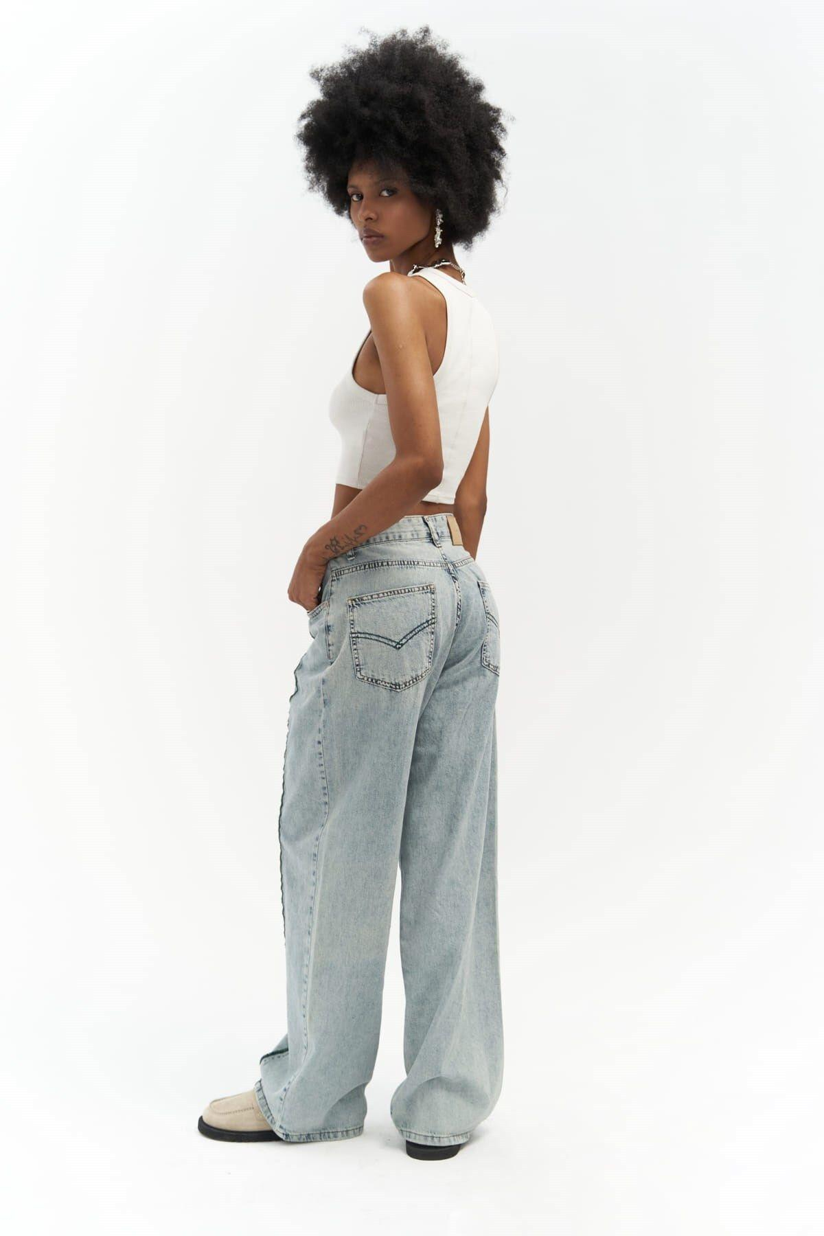 Maude Blue Jeans with Green Stripes