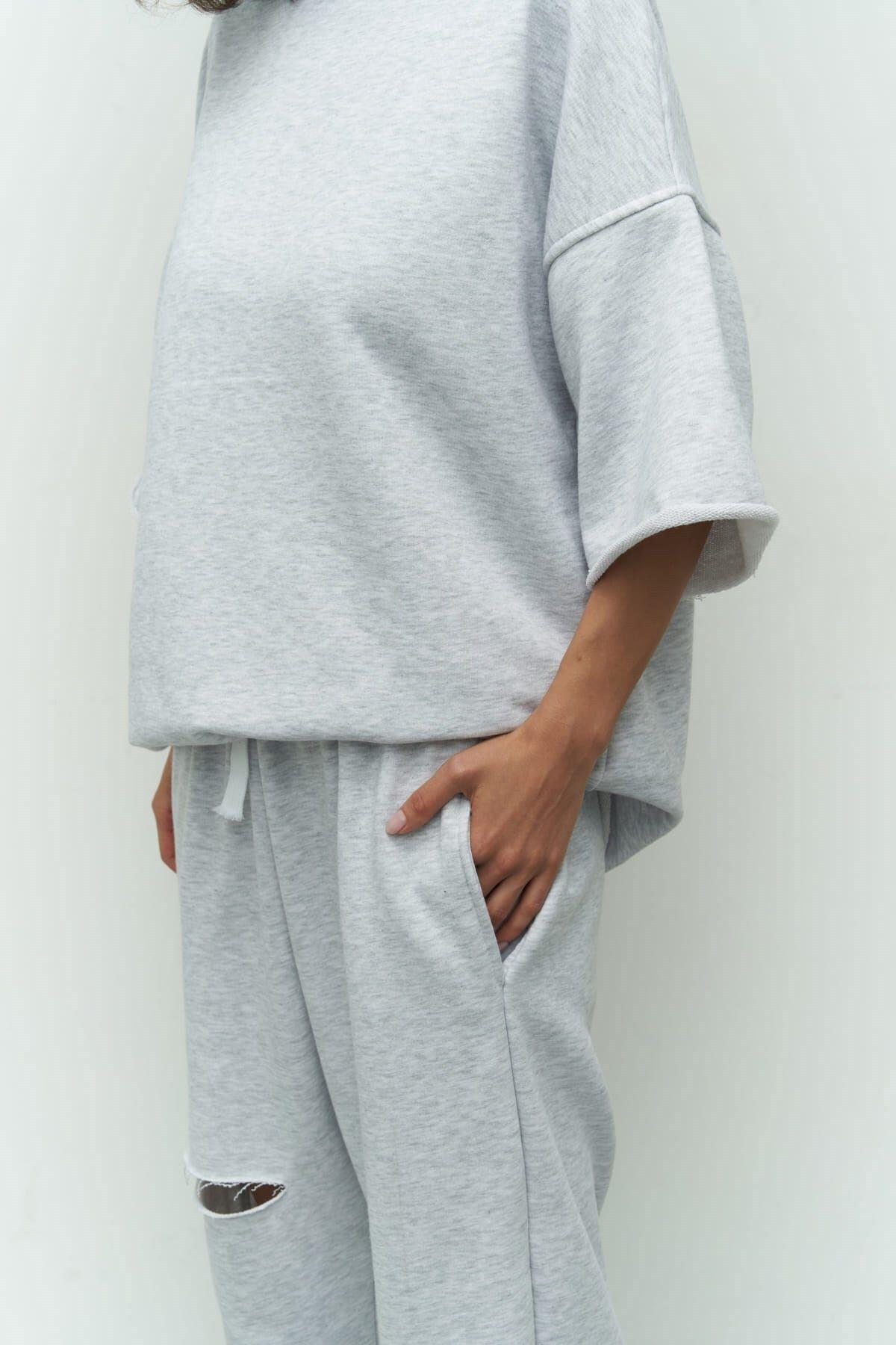 MCLLCTN Lion Karmelanj Oversize T-Shirt Yırtıklı Eşofman Takım
