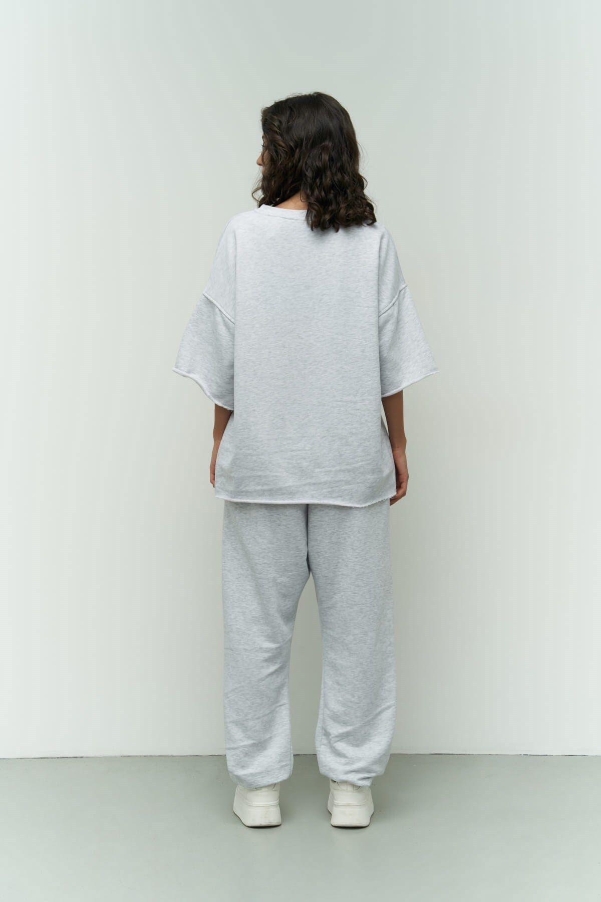 MCLLCTN Lion Karmelanj Oversize T-Shirt Yırtıklı Eşofman Takım