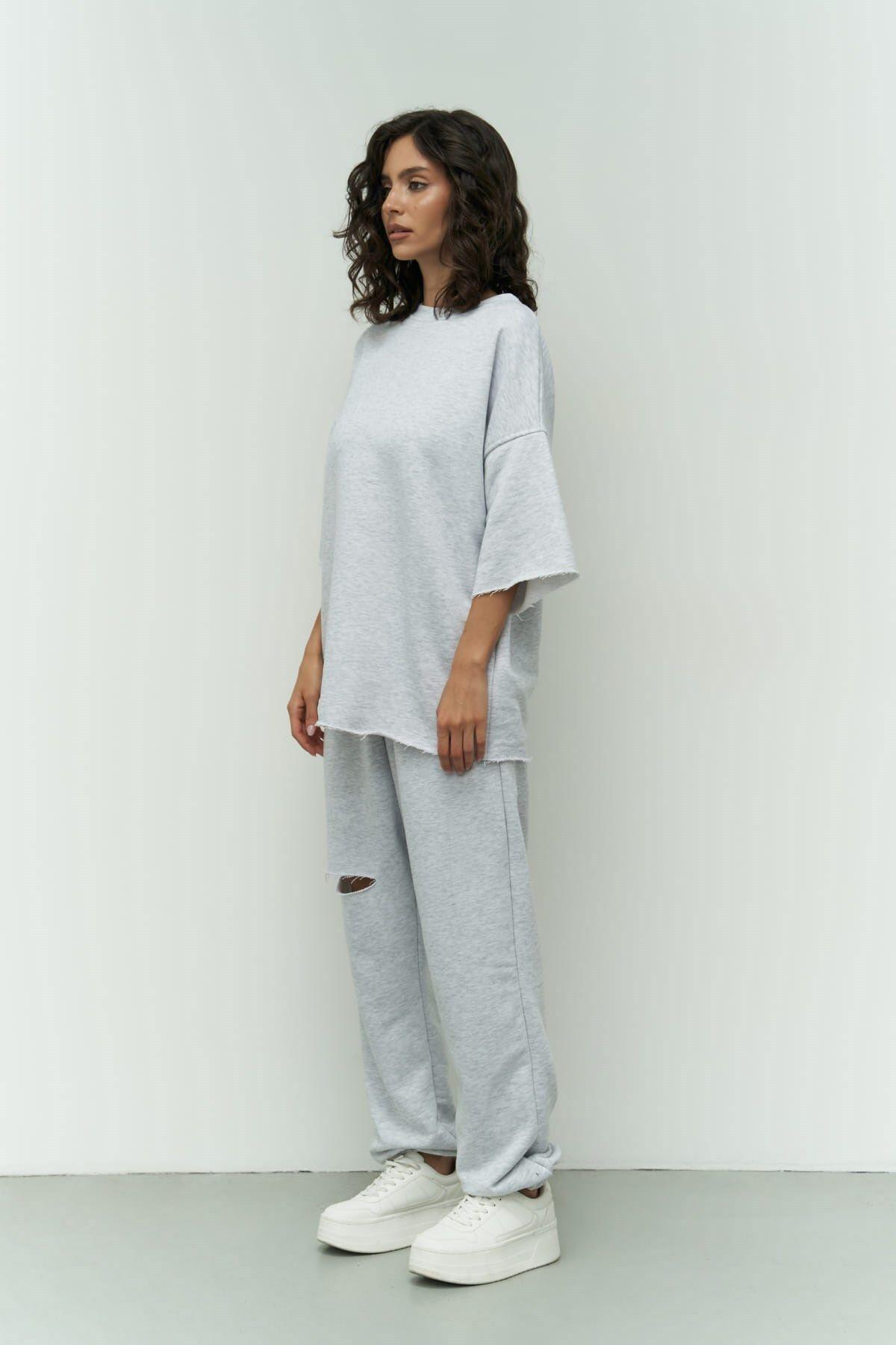 MCLLCTN Lion Karmelanj Oversize T-Shirt Yırtıklı Eşofman Takım