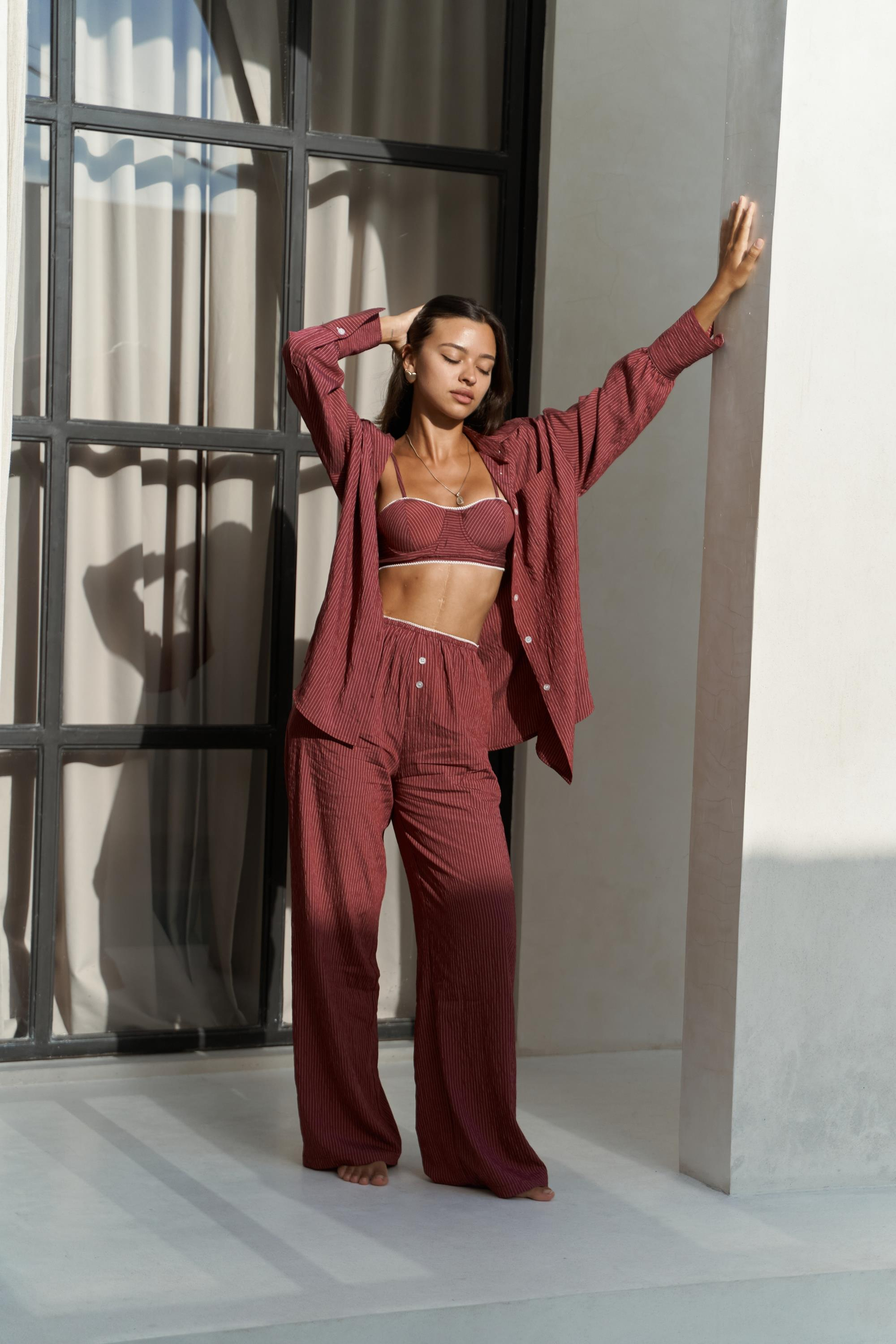 Melia Dantel Detay Bordo Üçlü Takım