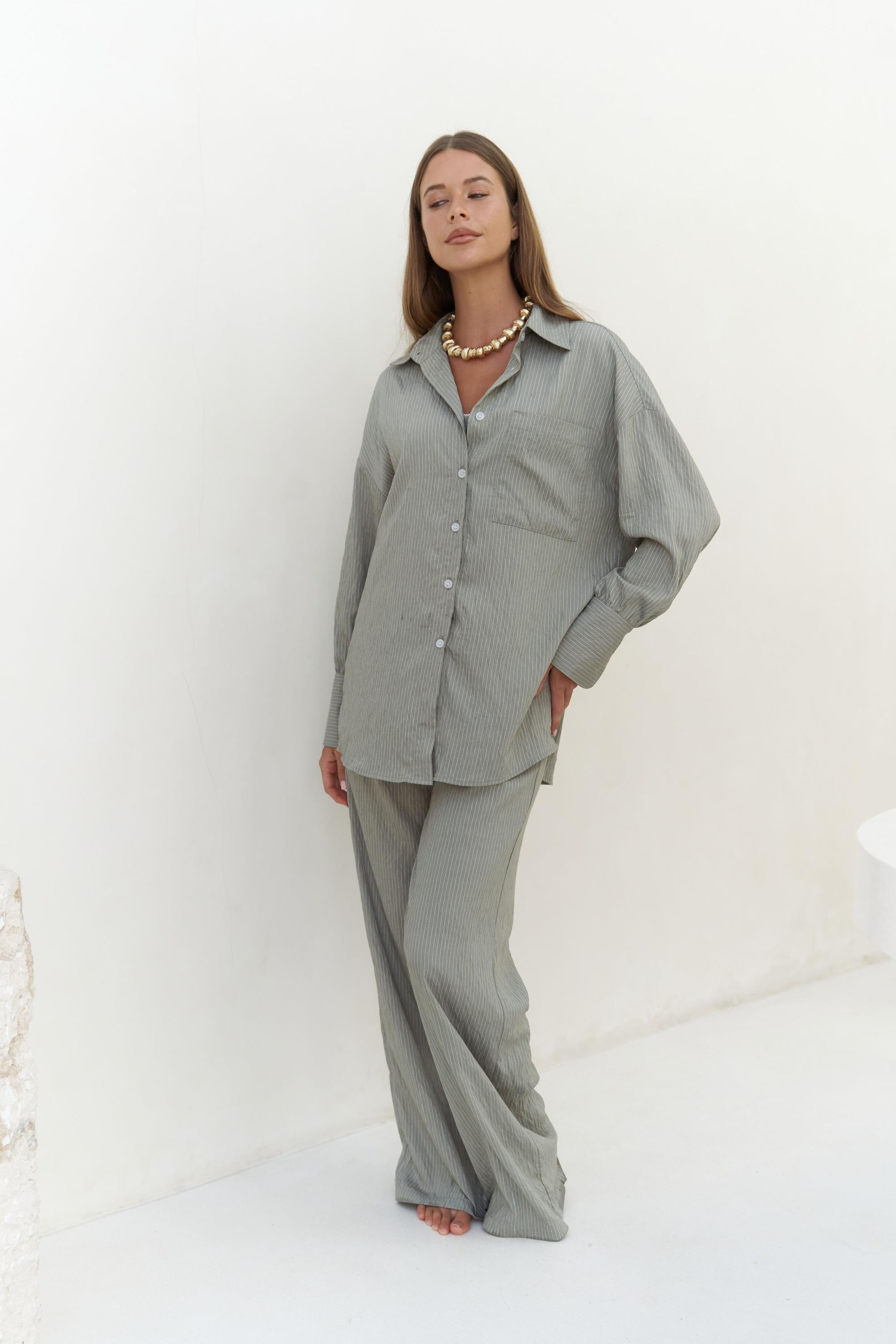 Melia Dantel Detay Soft Haki Üçlü Takım