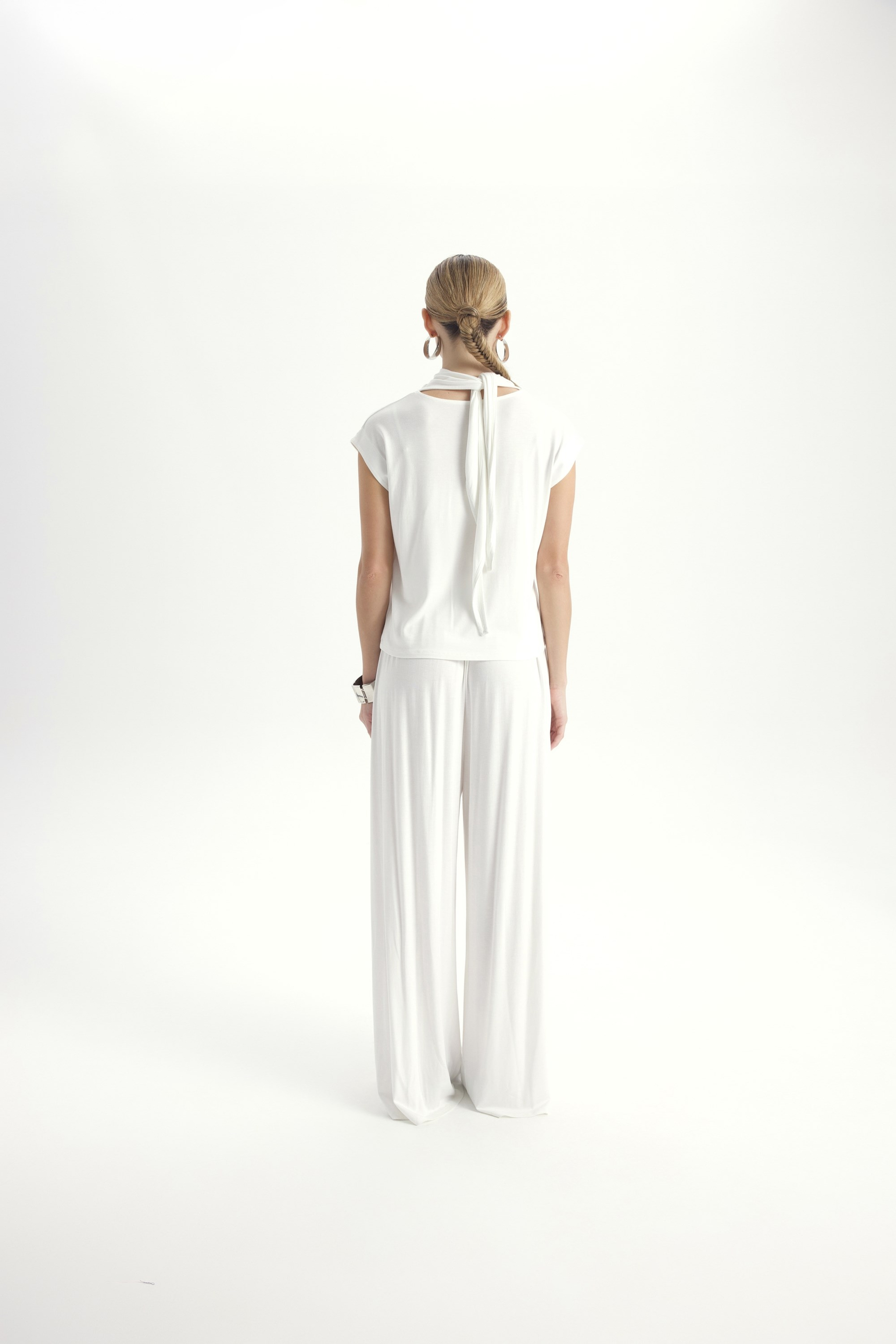 Merlin Bağlamalı Ekru Crop Pantolon Takım