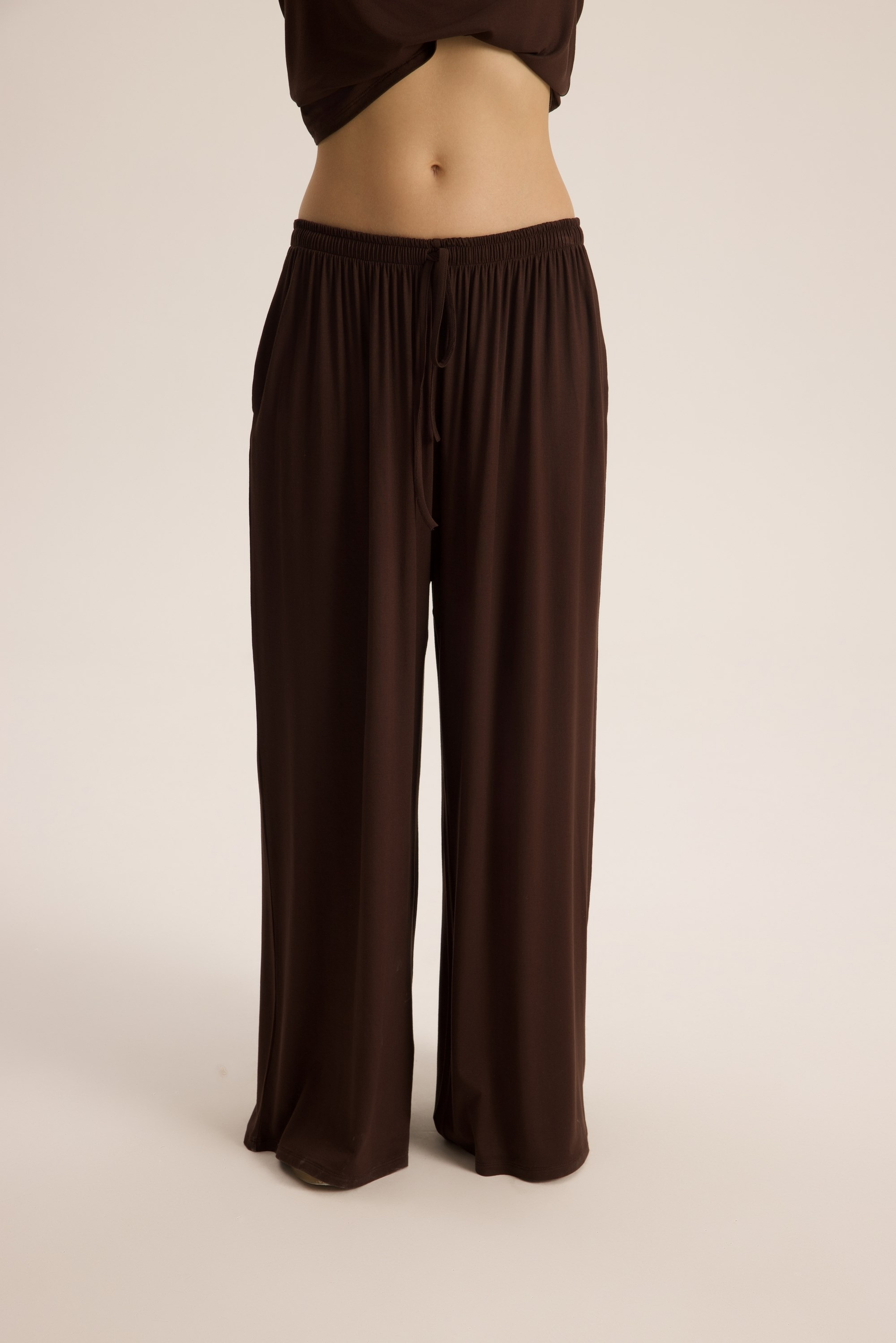 Merlin Bağlamalı Kahve Crop Pantolon Takım