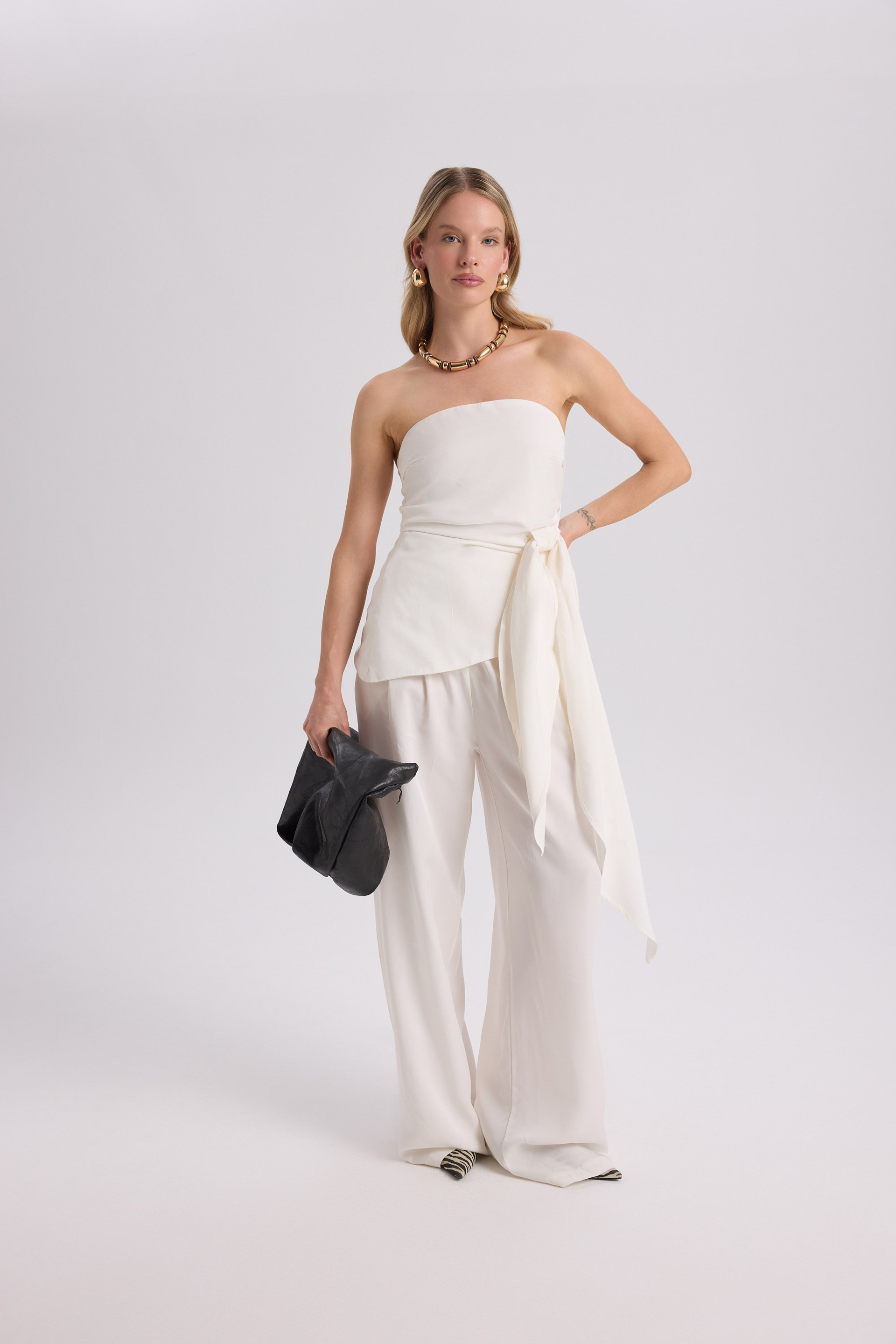 Mila White Blouse Pants Set
