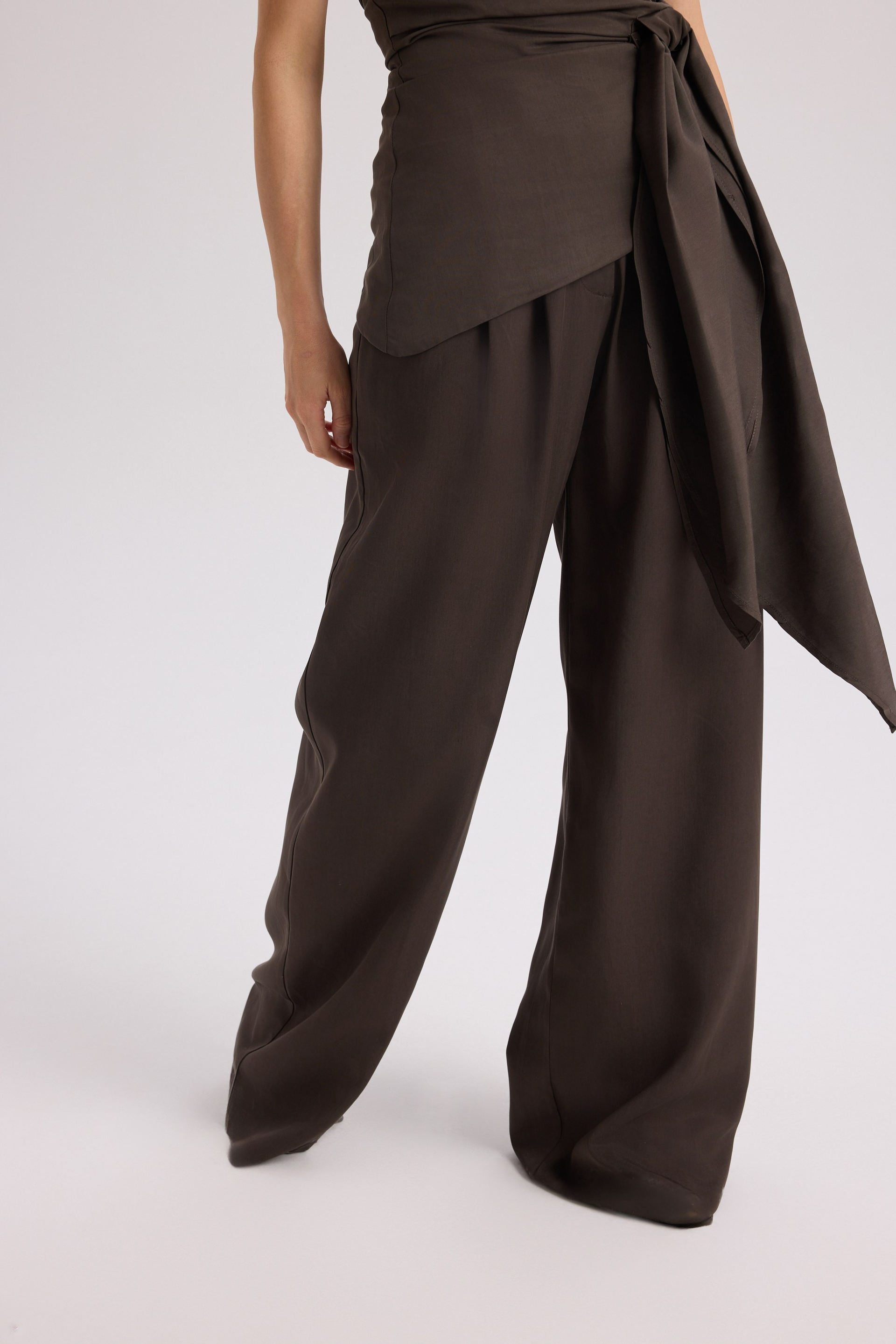 Mila Brown Blouse Pants Set