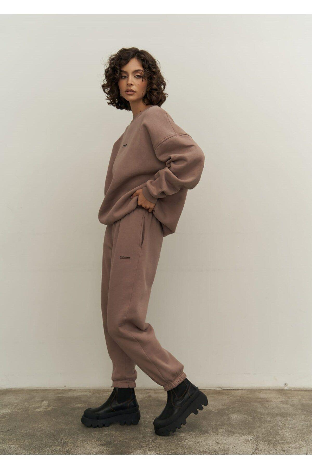 Mai Collection Mini Bike Brown Gray Round Neck Tracksuit
