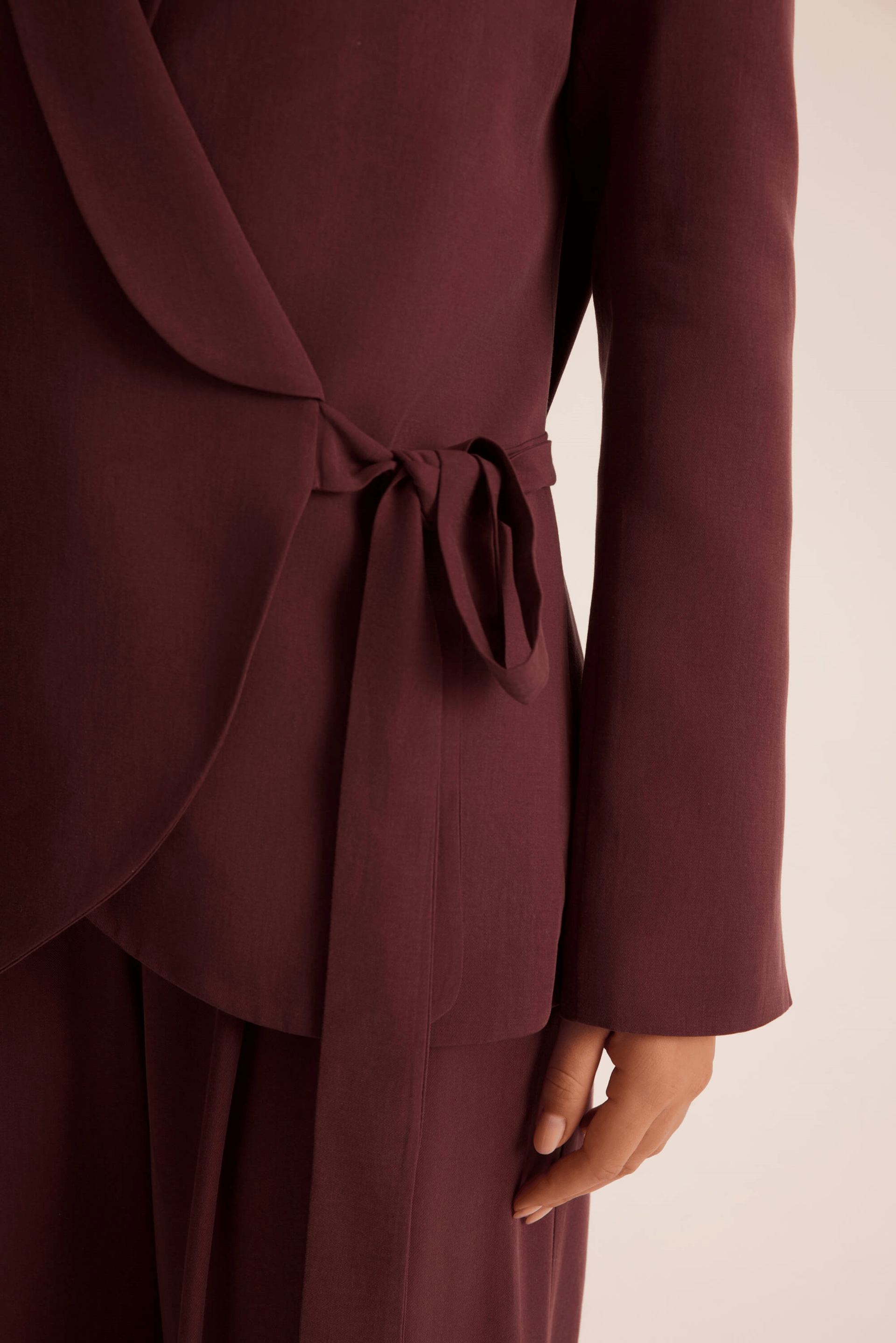 Mirelka Bağlamalı Bordo Blazer Pantolon Takım