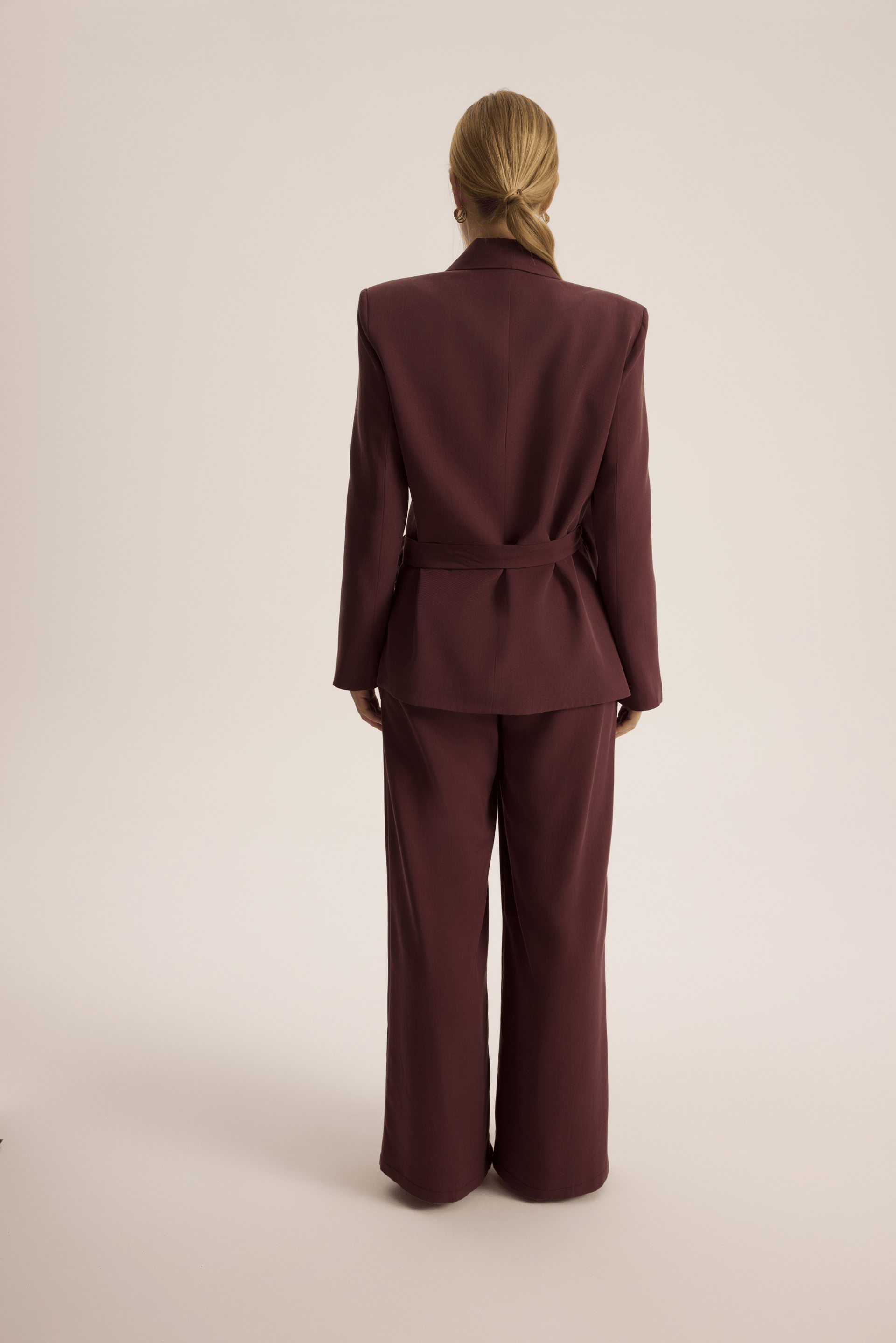 Mirelka Bağlamalı Bordo Blazer Pantolon Takım