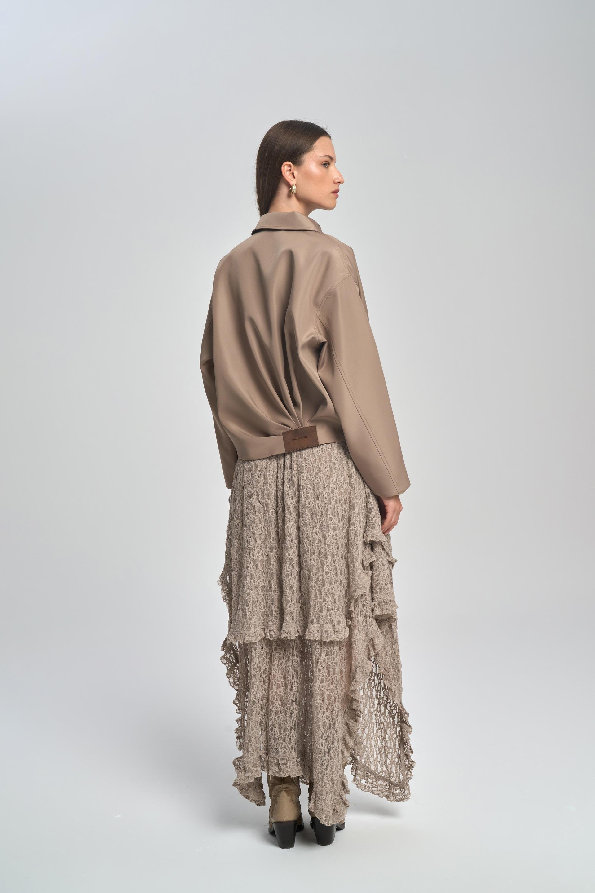 Mireya Asimetrik Vizon Dantel Etek