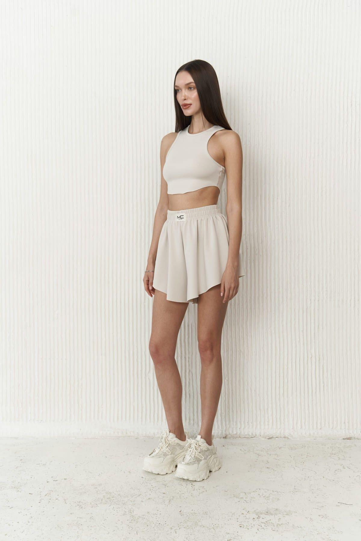 Misty Beige Shorts&Crop Set  