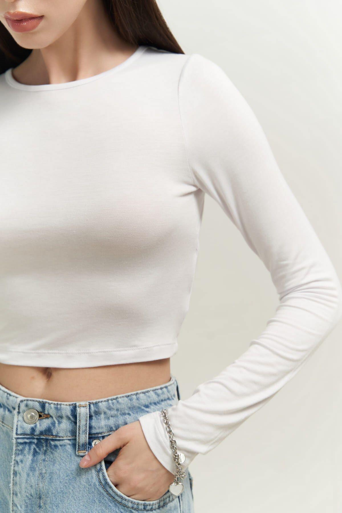 Mita Sırt Dekolteli Beyaz Bluz