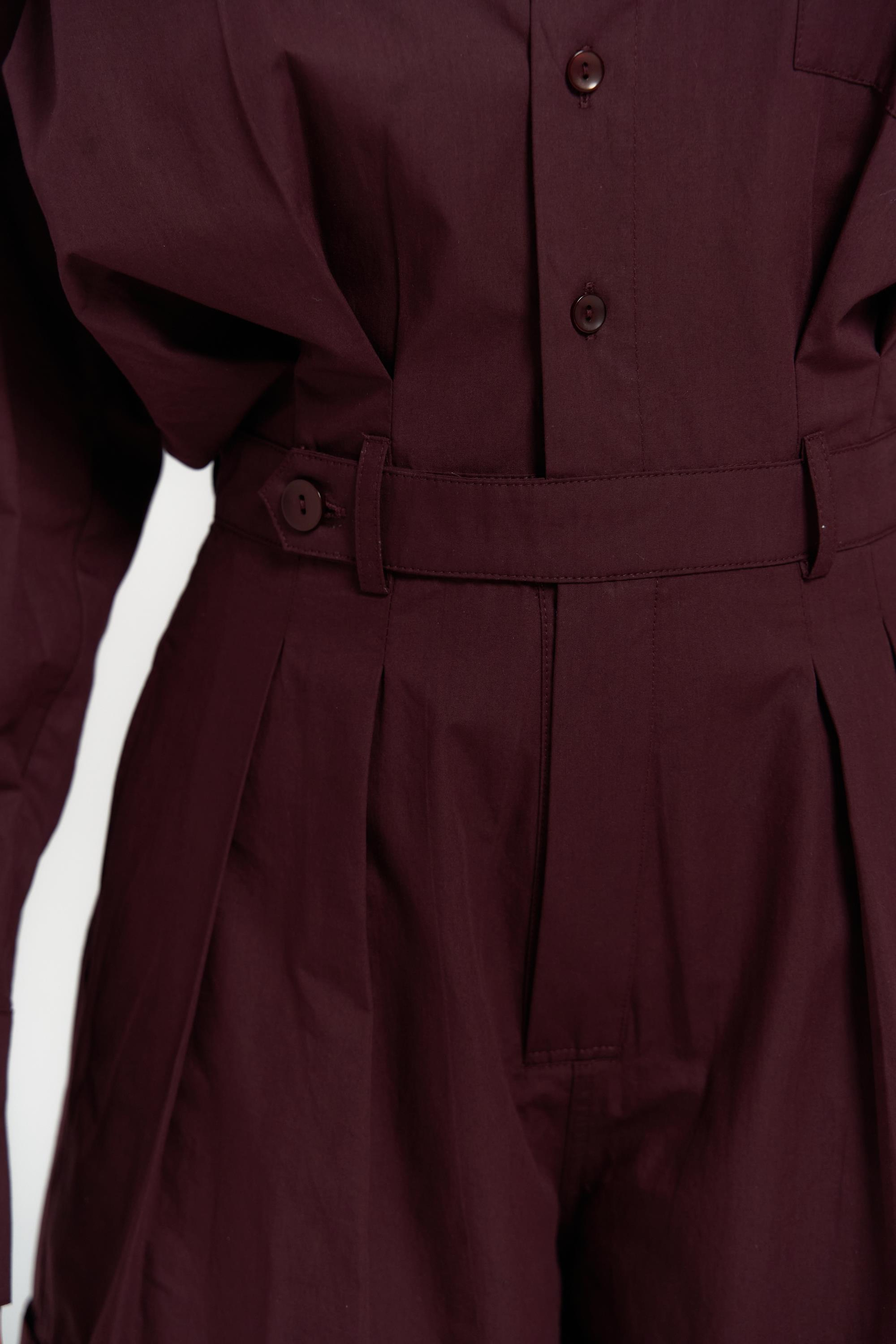 Moaen Kemer Detay Kısa Bordo Tulum