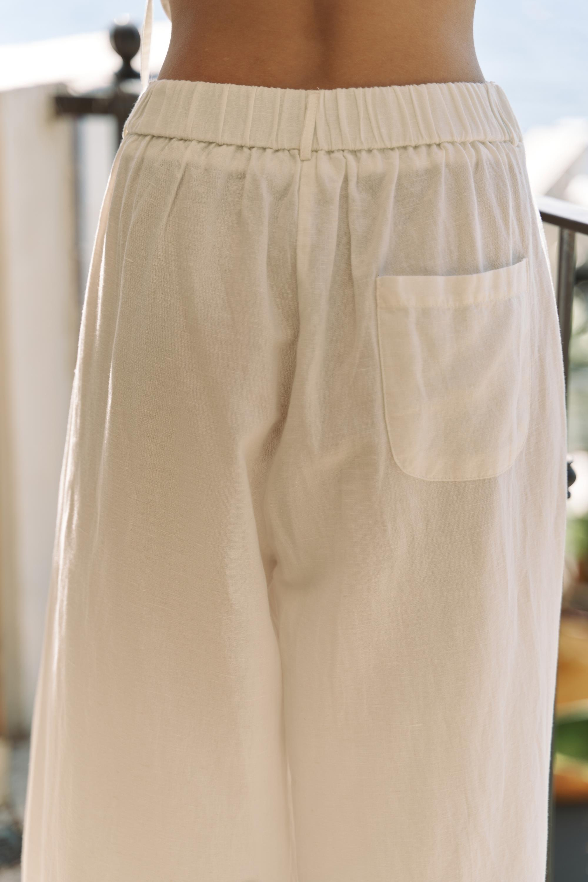 Moibel Bağcık Detay Ekru Crop Pantolon Takım