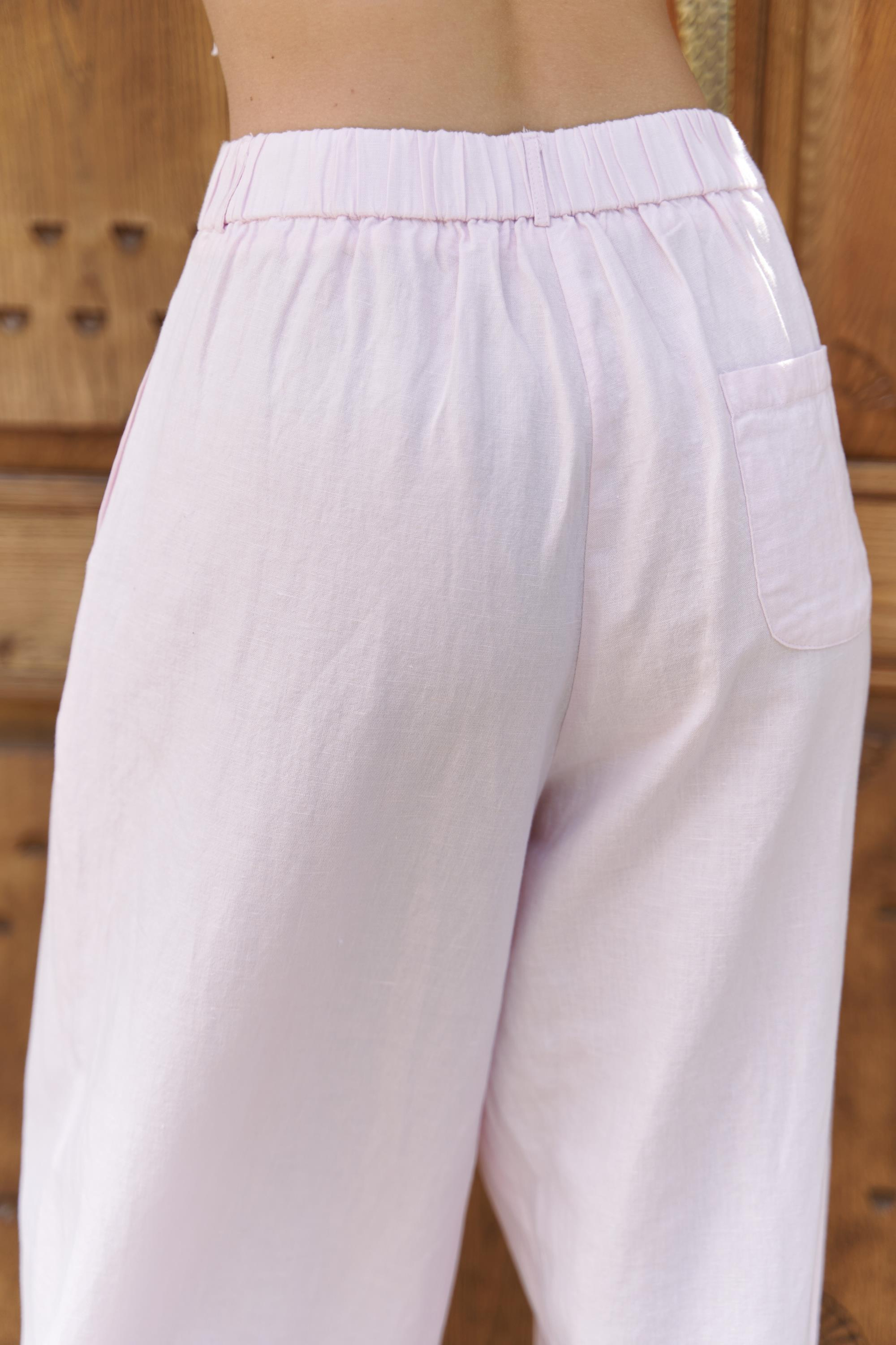 Moibel Bağcık Detay Pembe Crop Pantolon Takım