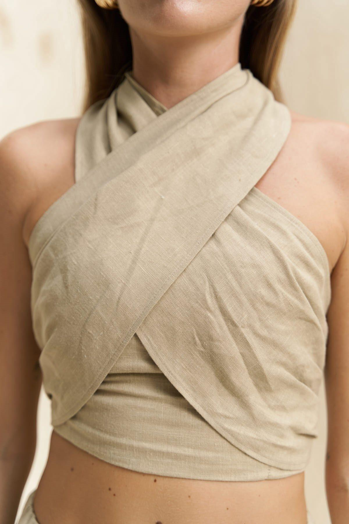 Moira Khaki Crop&Trousers Set