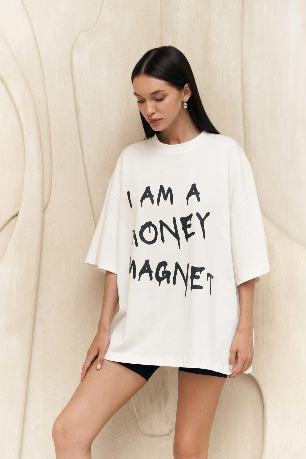 Money Magnet White Oversize T-Shirt