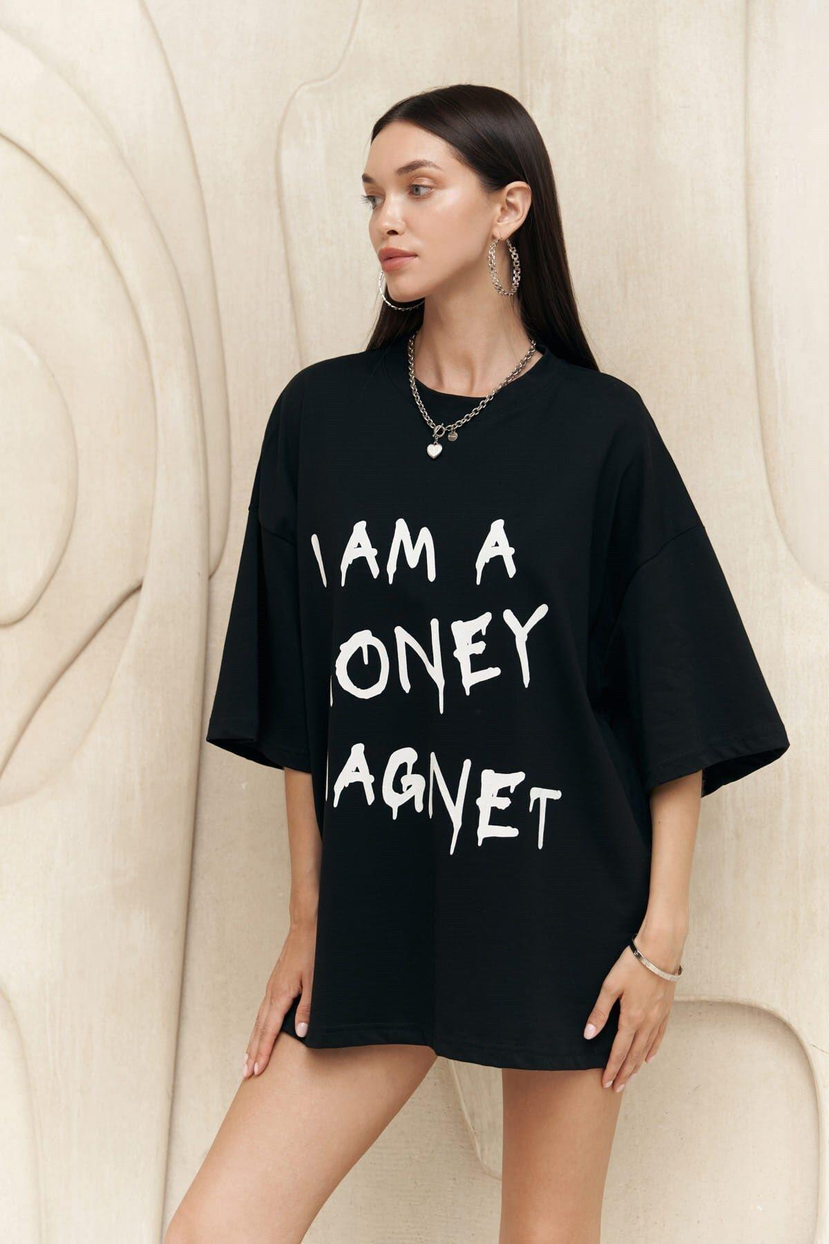 Money Magnet Black Oversize T-Shirt