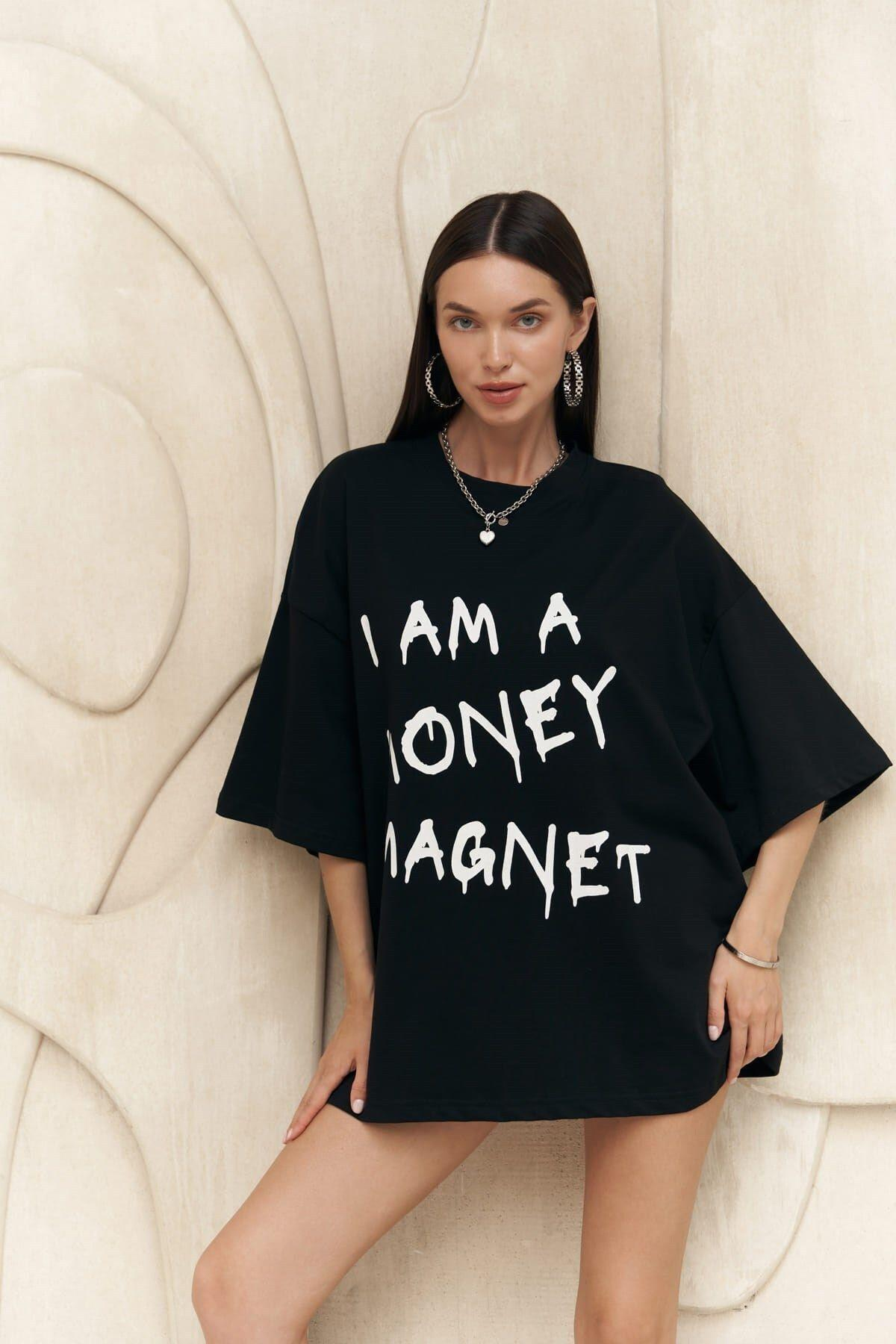 Money Magnet Black Oversize T-Shirt