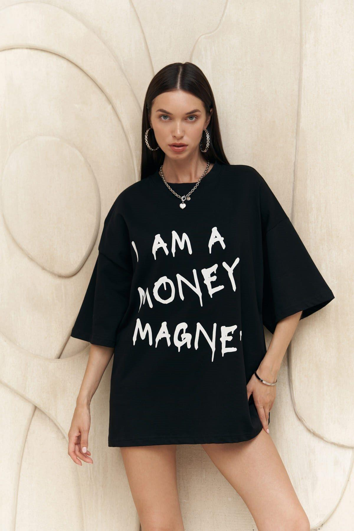 Money Magnet Black Oversize T-Shirt