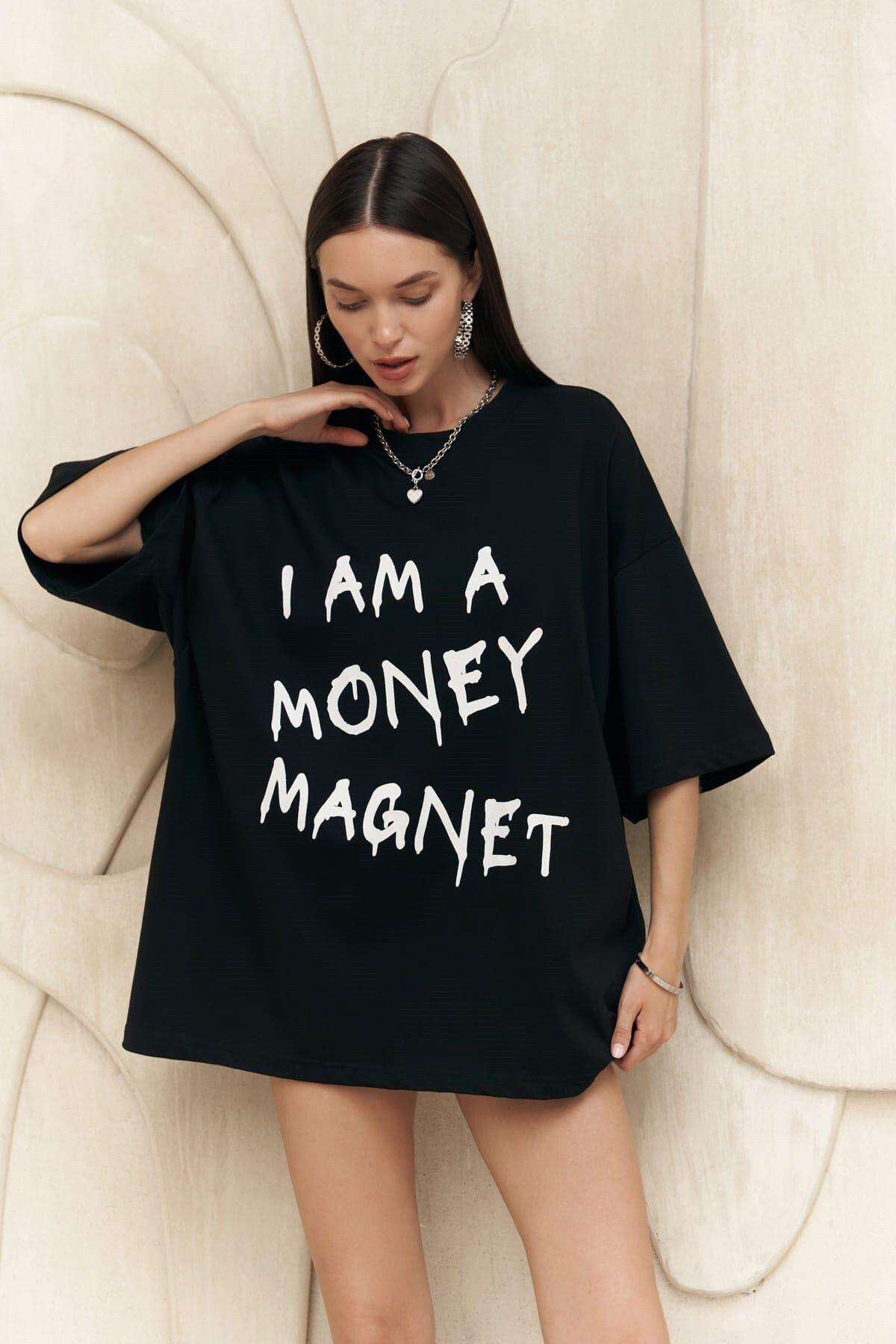Money Magnet Black Oversize T-Shirt