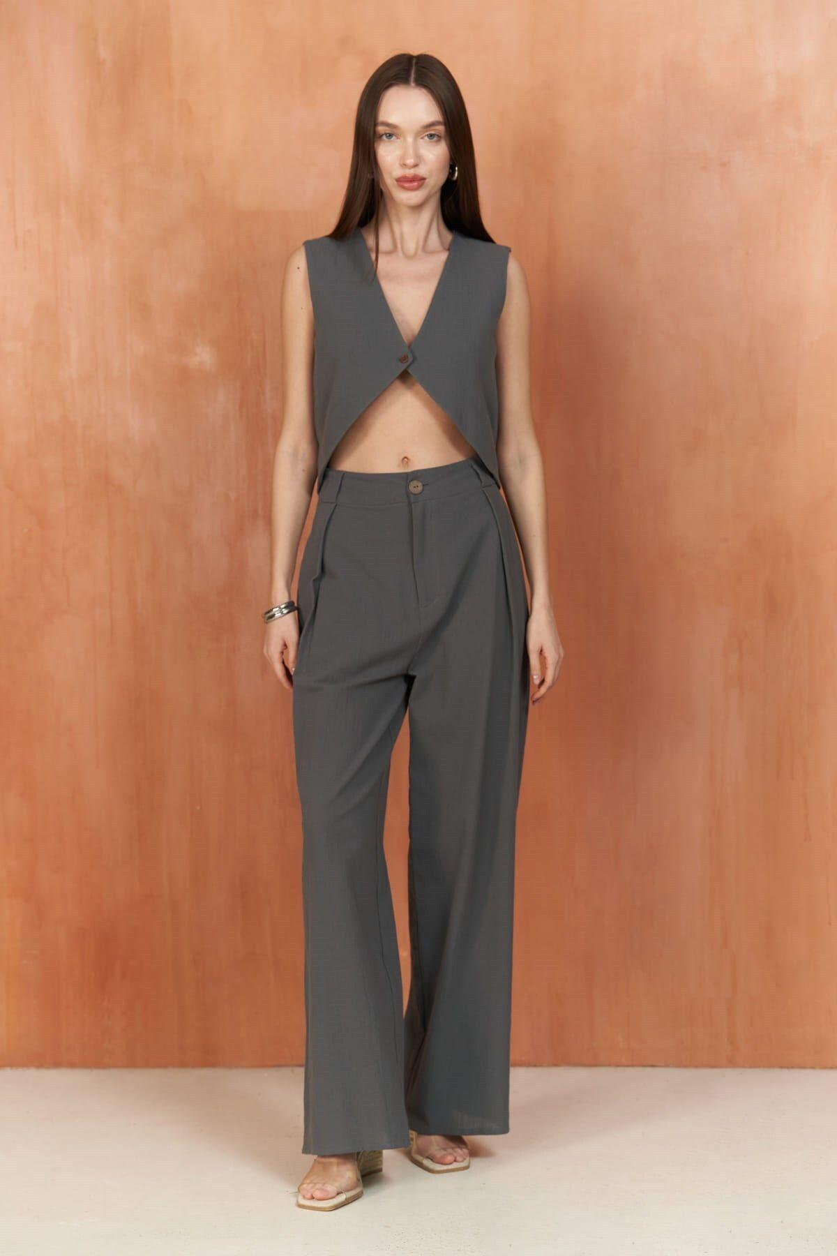 Montana Antrasit Yelek Pantolon Takım