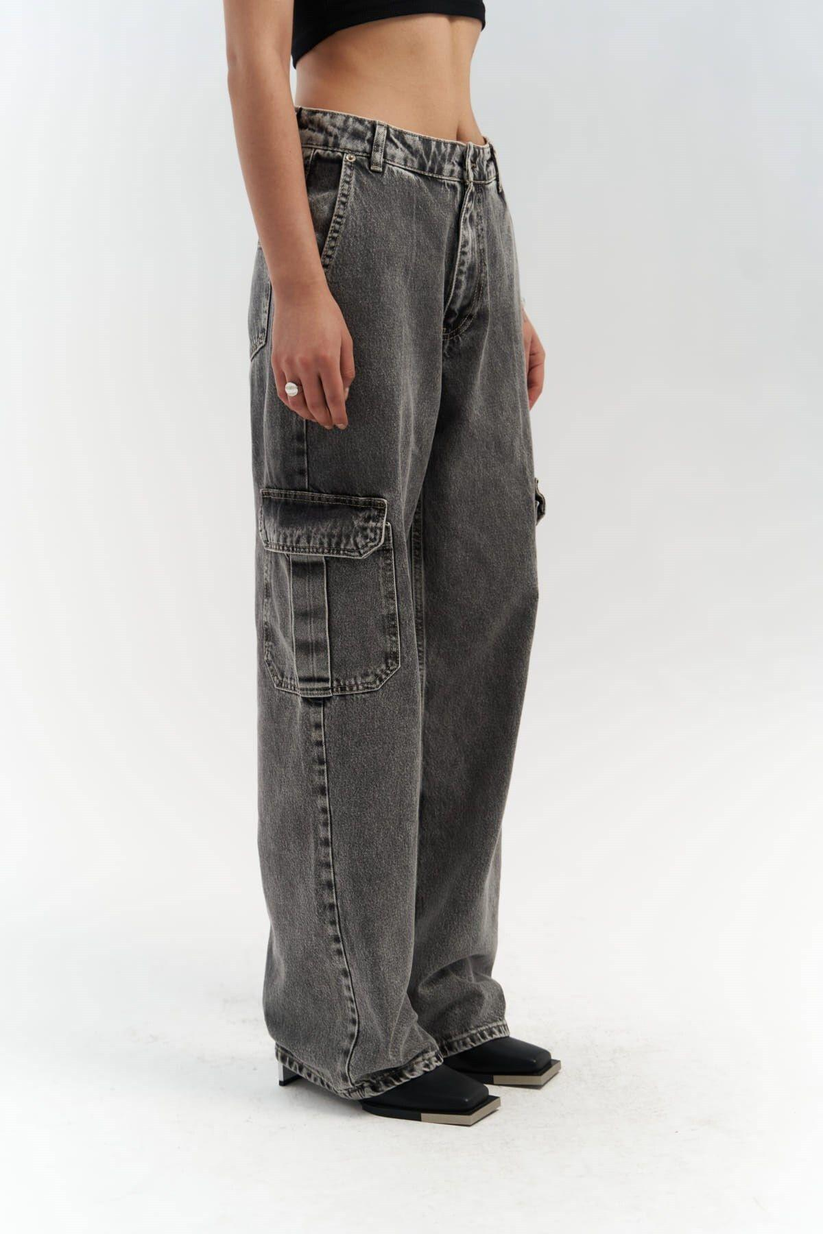 Montes Dark Gray Cargo Jeans
