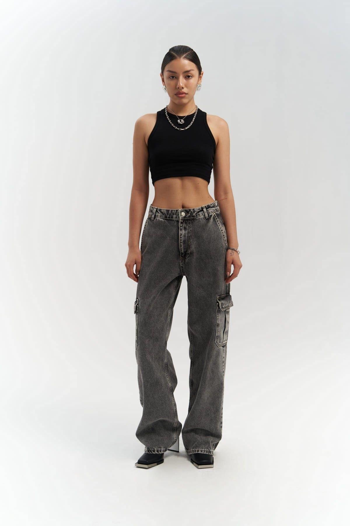 Montes Dark Gray Cargo Jeans