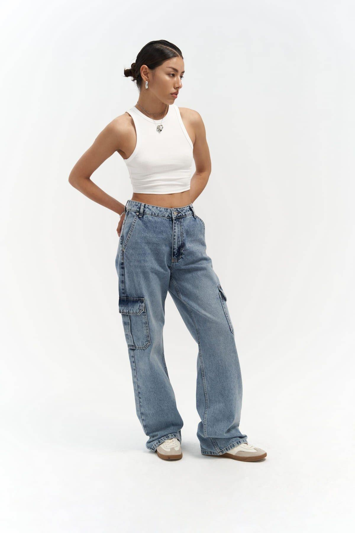 Montes Blue Cargo Denim Pants