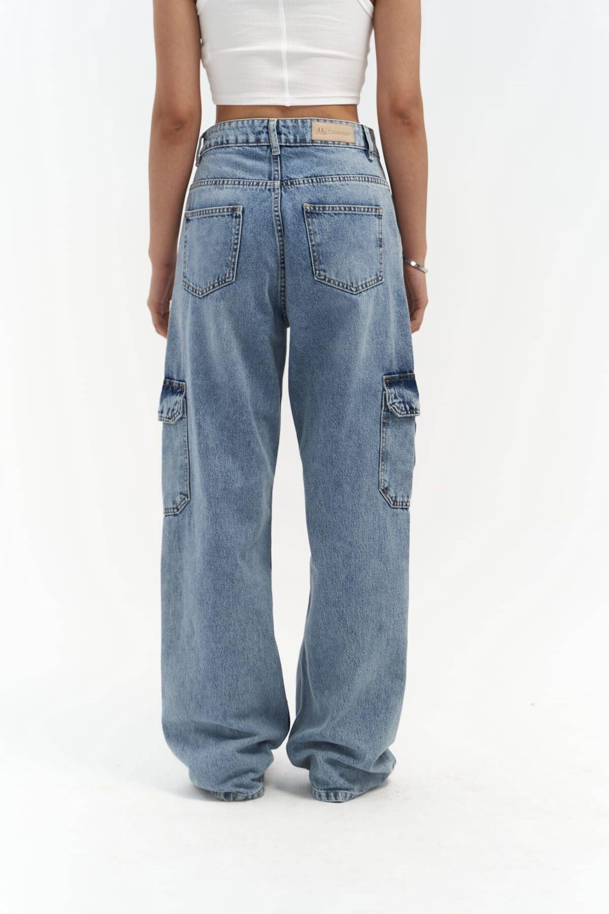 Montes Blue Cargo Denim Pants