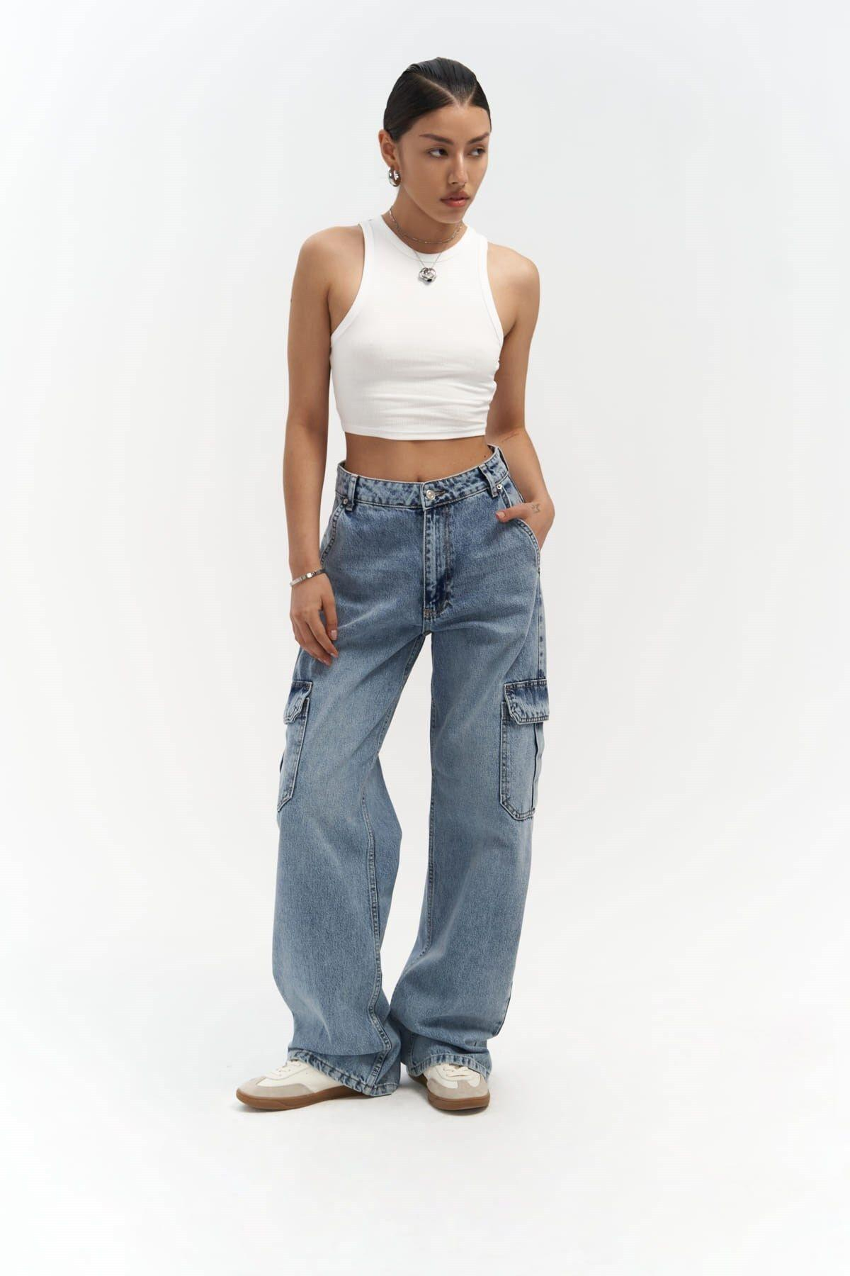 Montes Blue Cargo Denim Pants