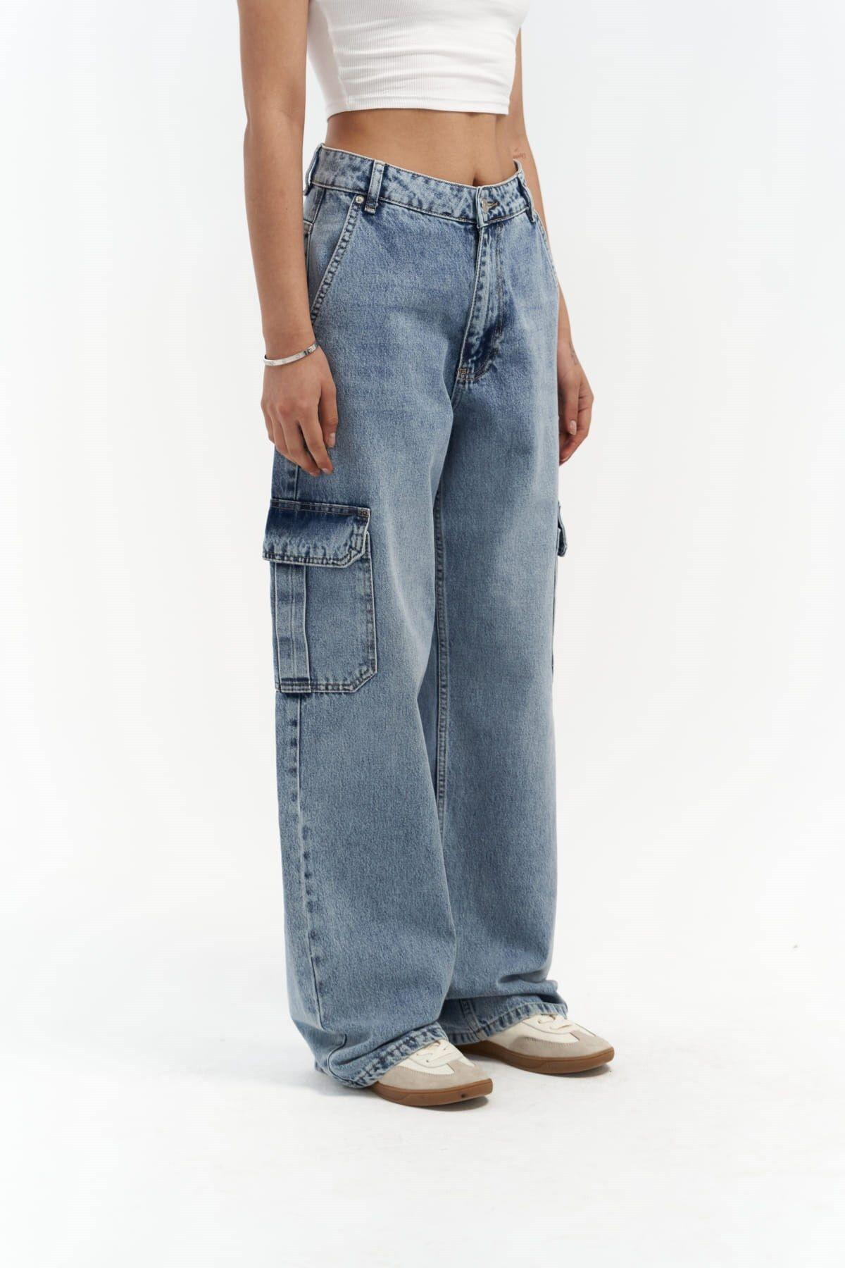 Montes Blue Cargo Denim Pants
