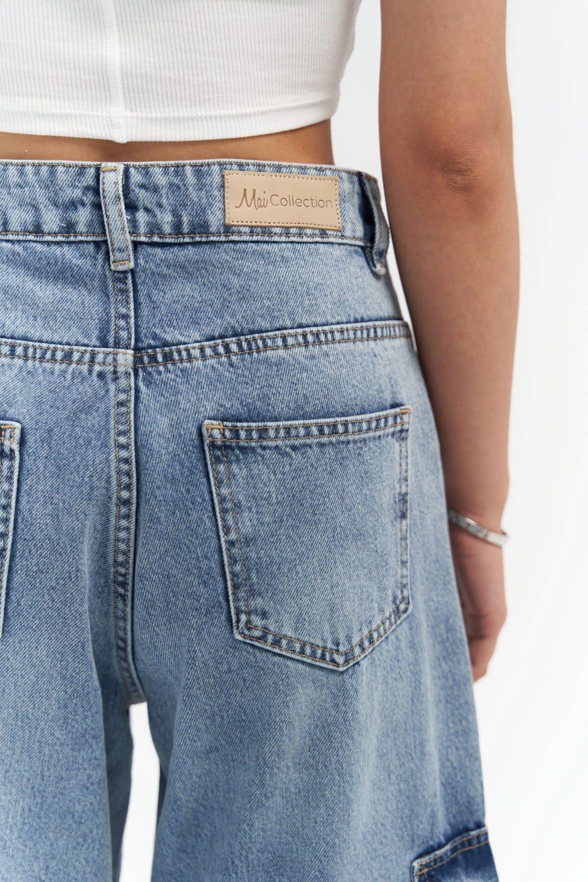 Montes Blue Cargo Denim Pants
