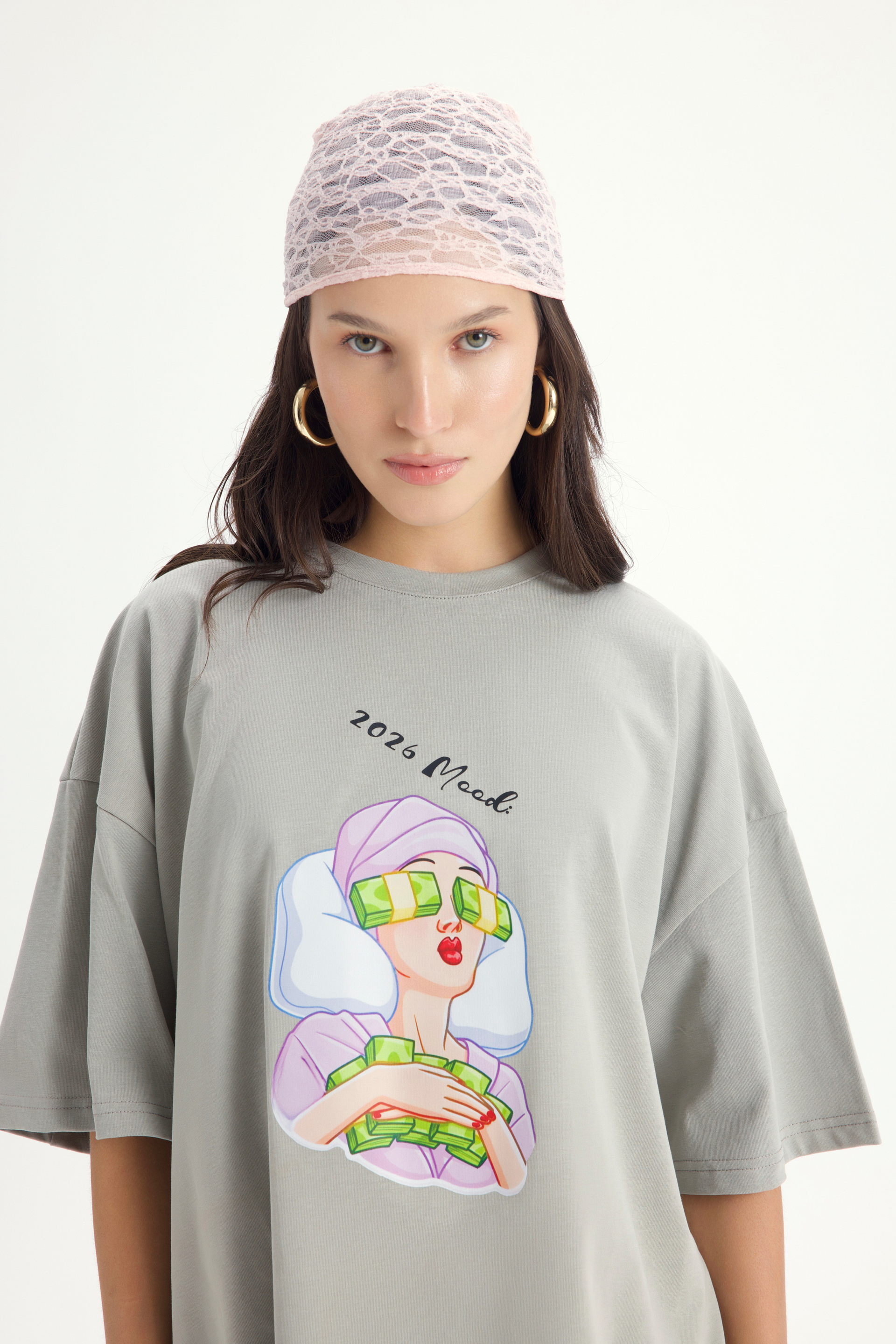 Mood Oversize Gri T-Shirt