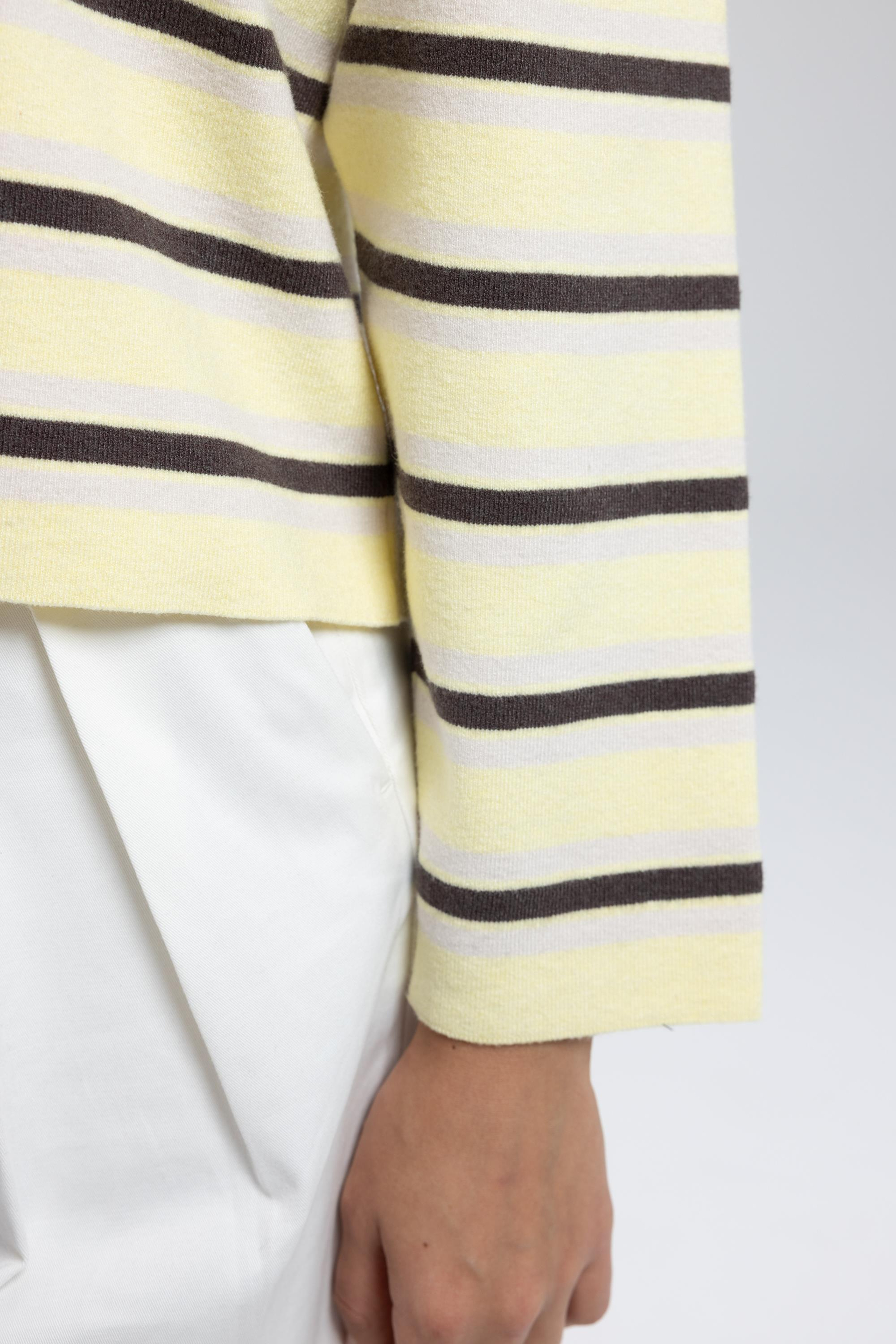 Moss Çizgili Sarı Polo Yaka Triko Kazak