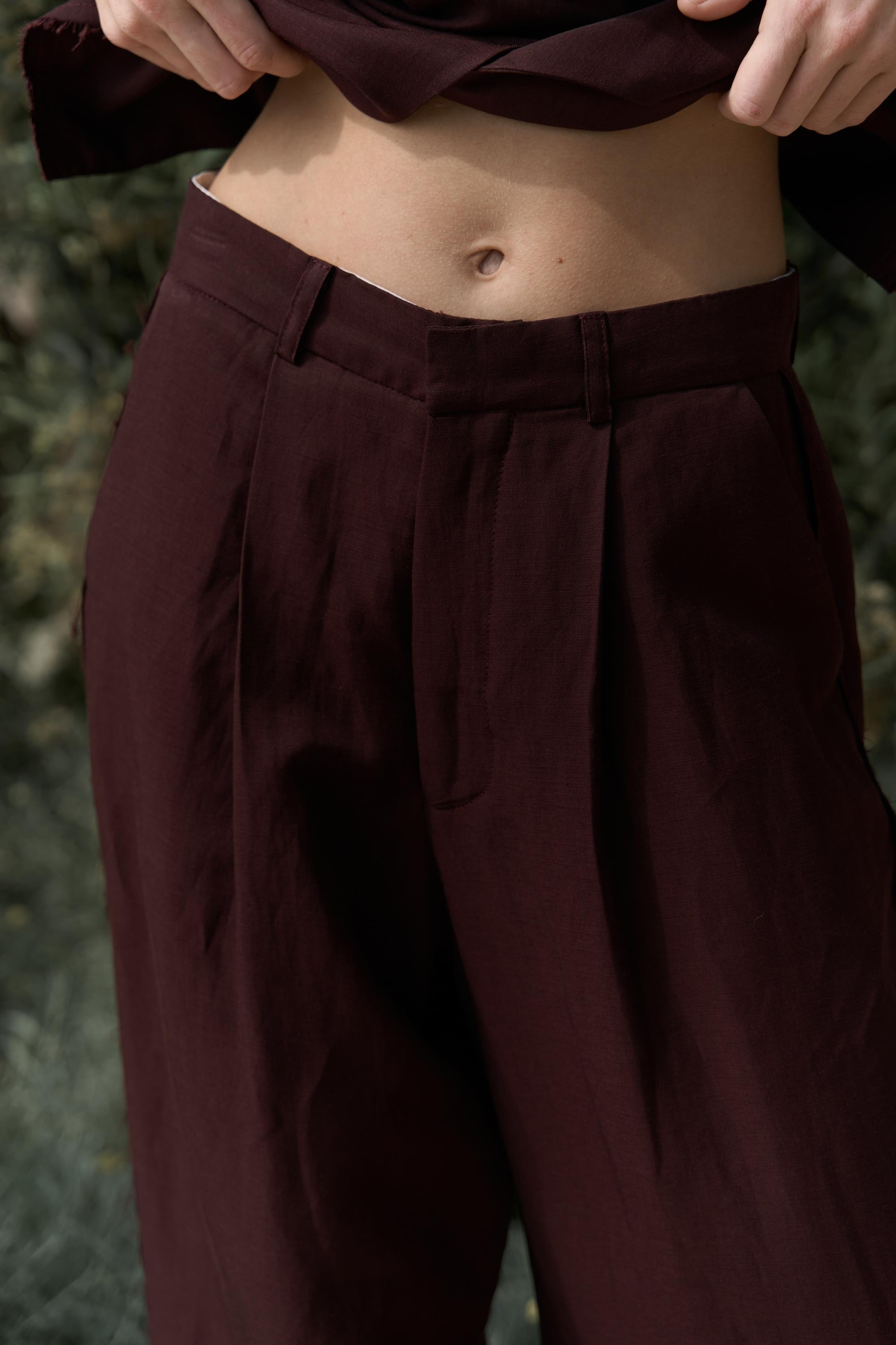 Nagmetah Sırt Pencereli Bordo Yelek Pantolon Takım