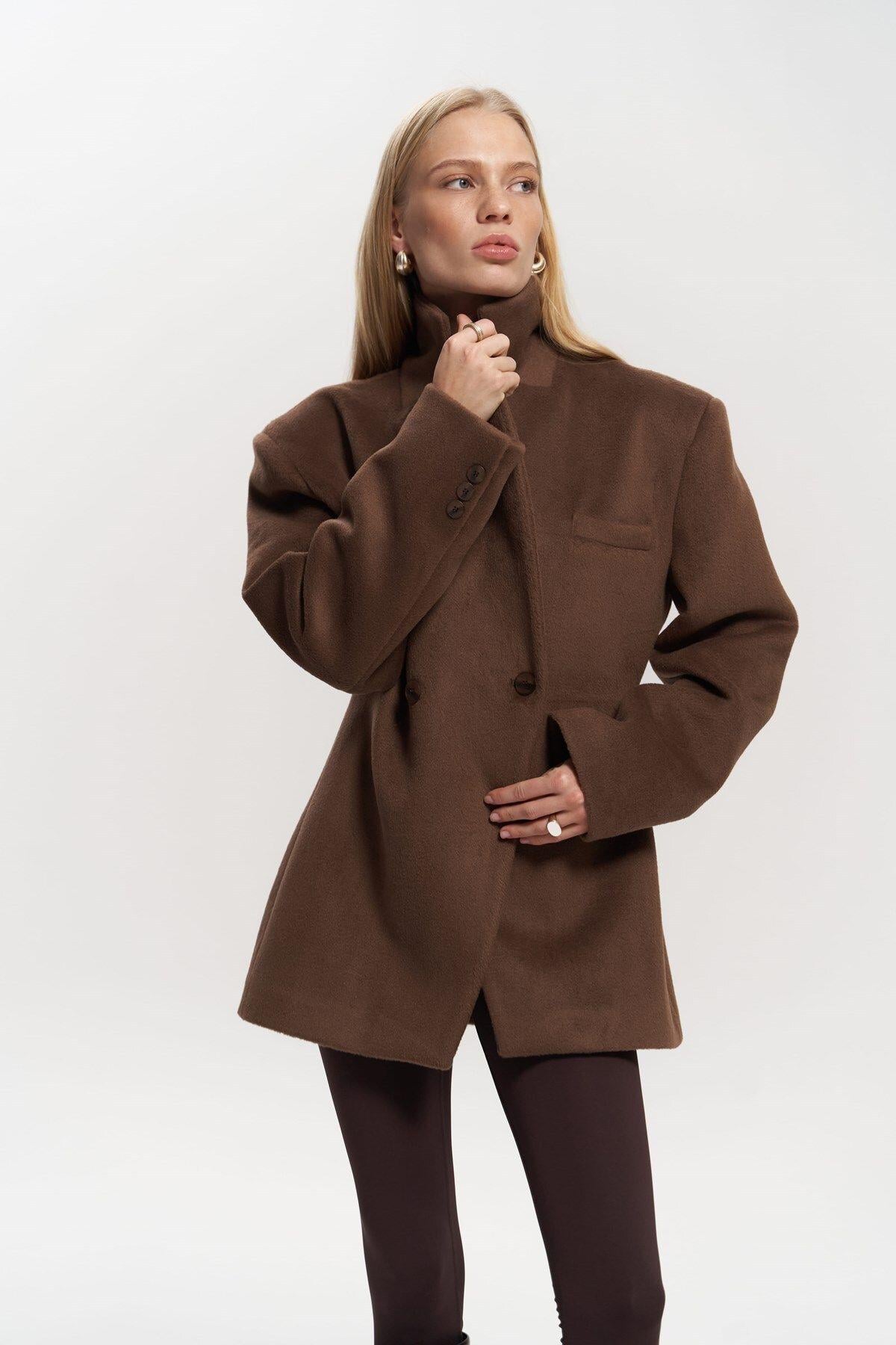 Naica Kahve Belden Oturmalı Blazer