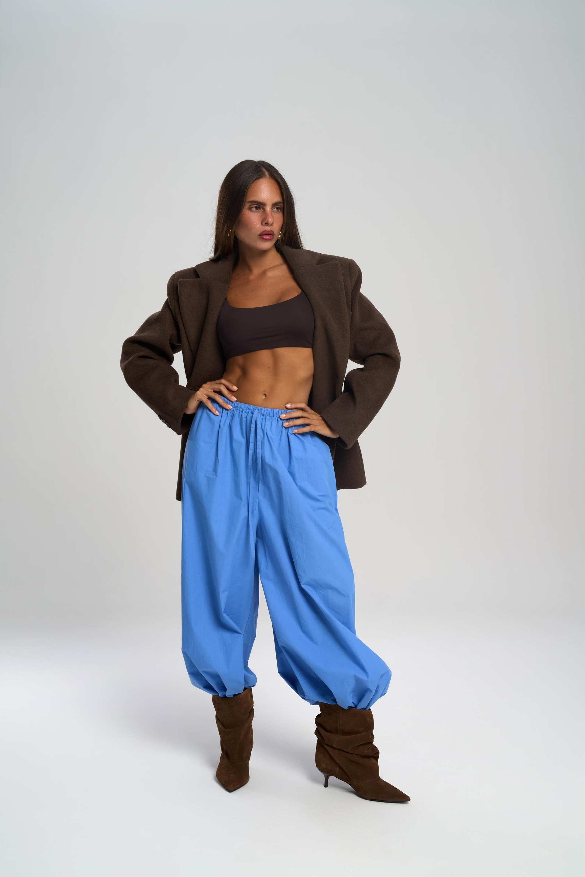 Naica Koyu Kahve Belden Oturmalı Blazer