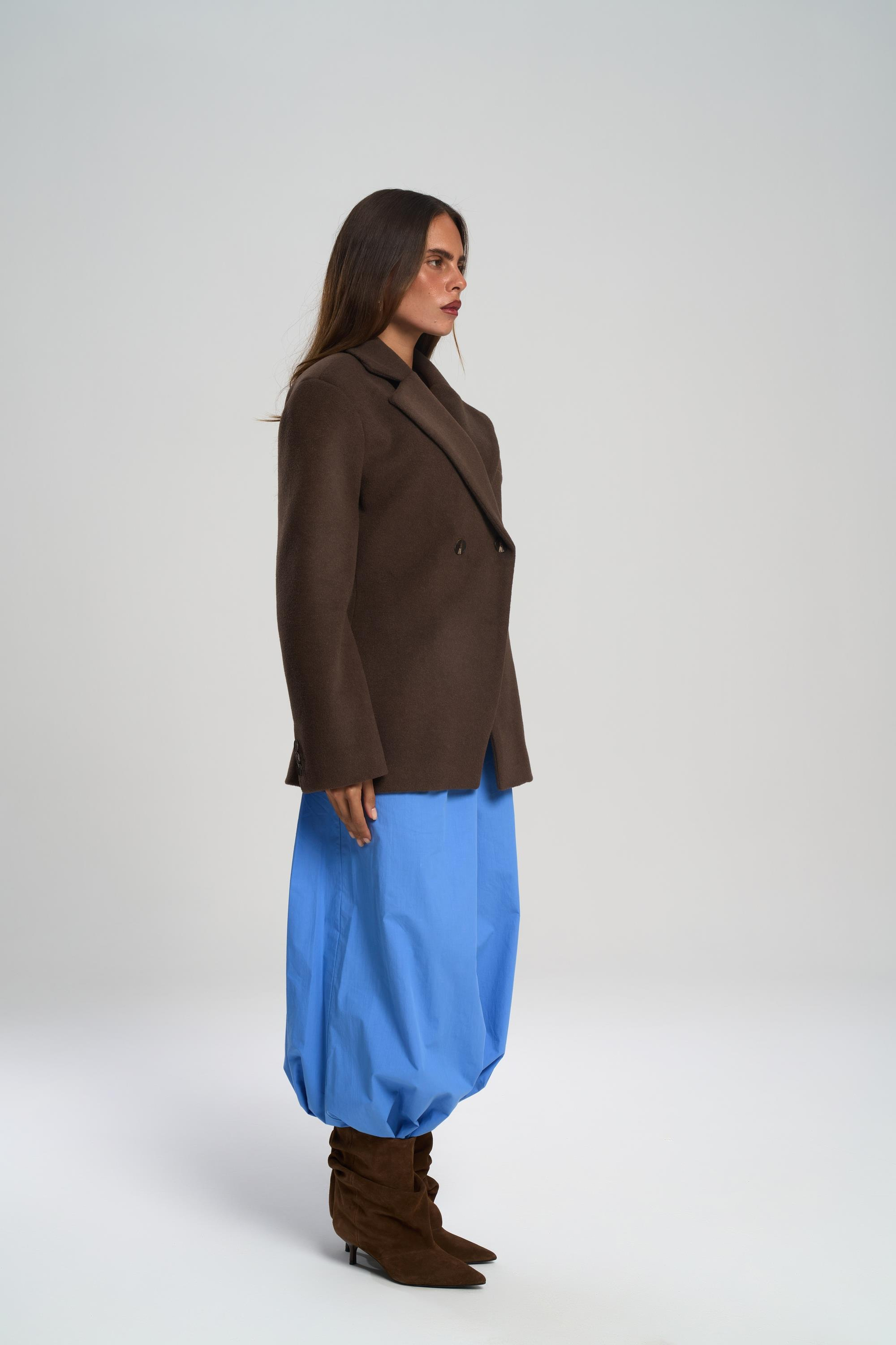 Naica Koyu Kahve Belden Oturmalı Blazer