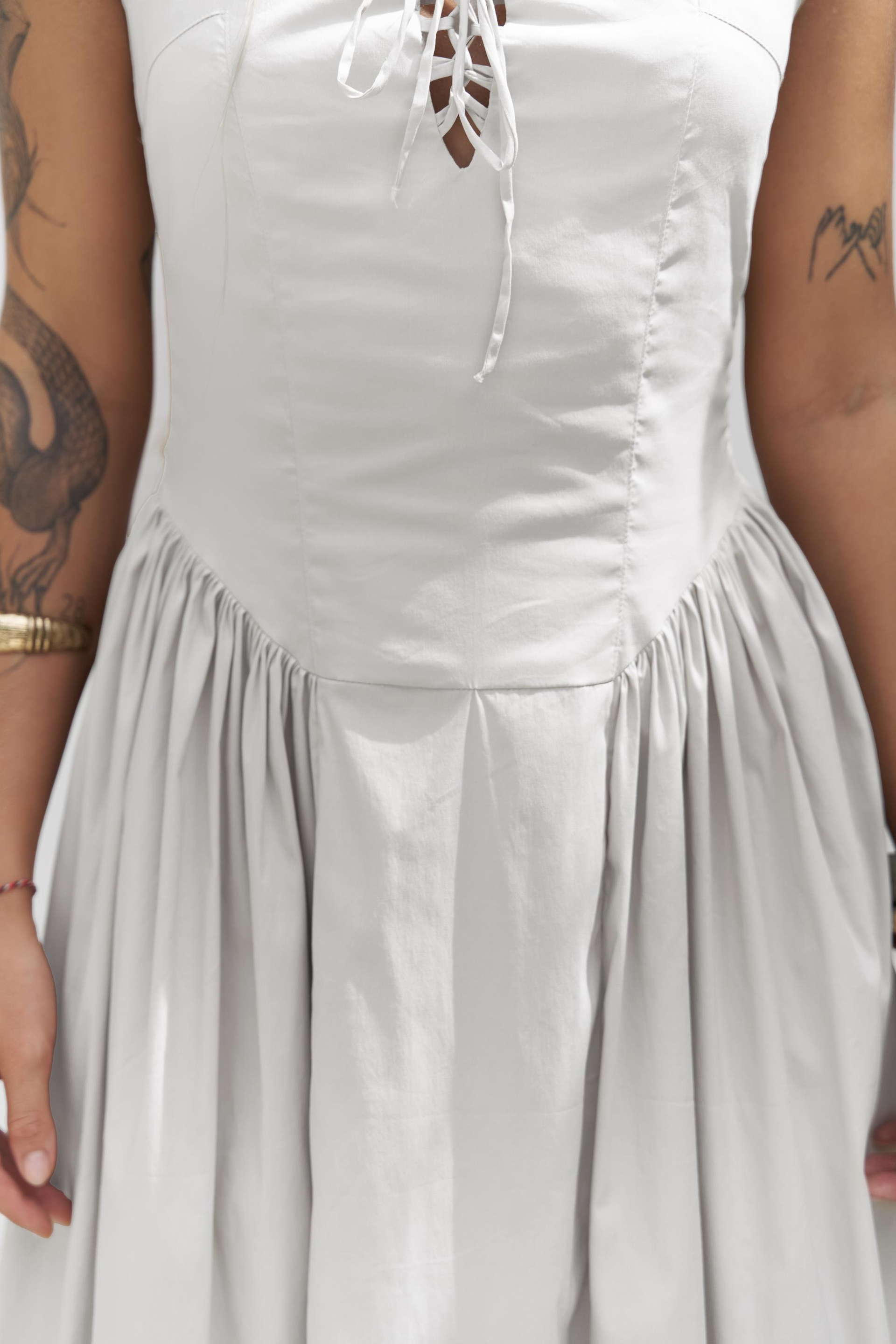 Narissa Askılı Midi Elbise - EKRU