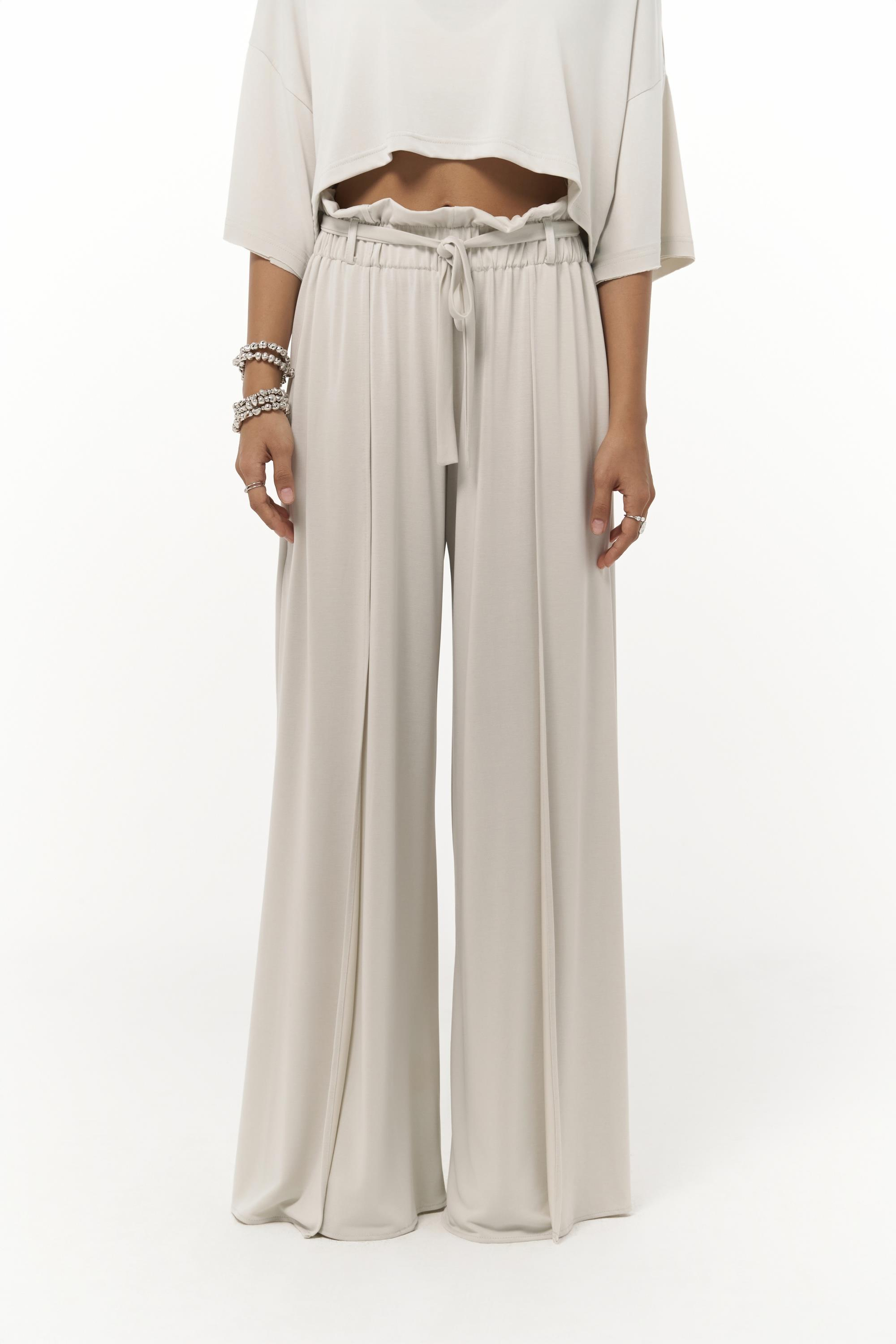Nell Bej Crop T-Shirt Pantolon Takım
