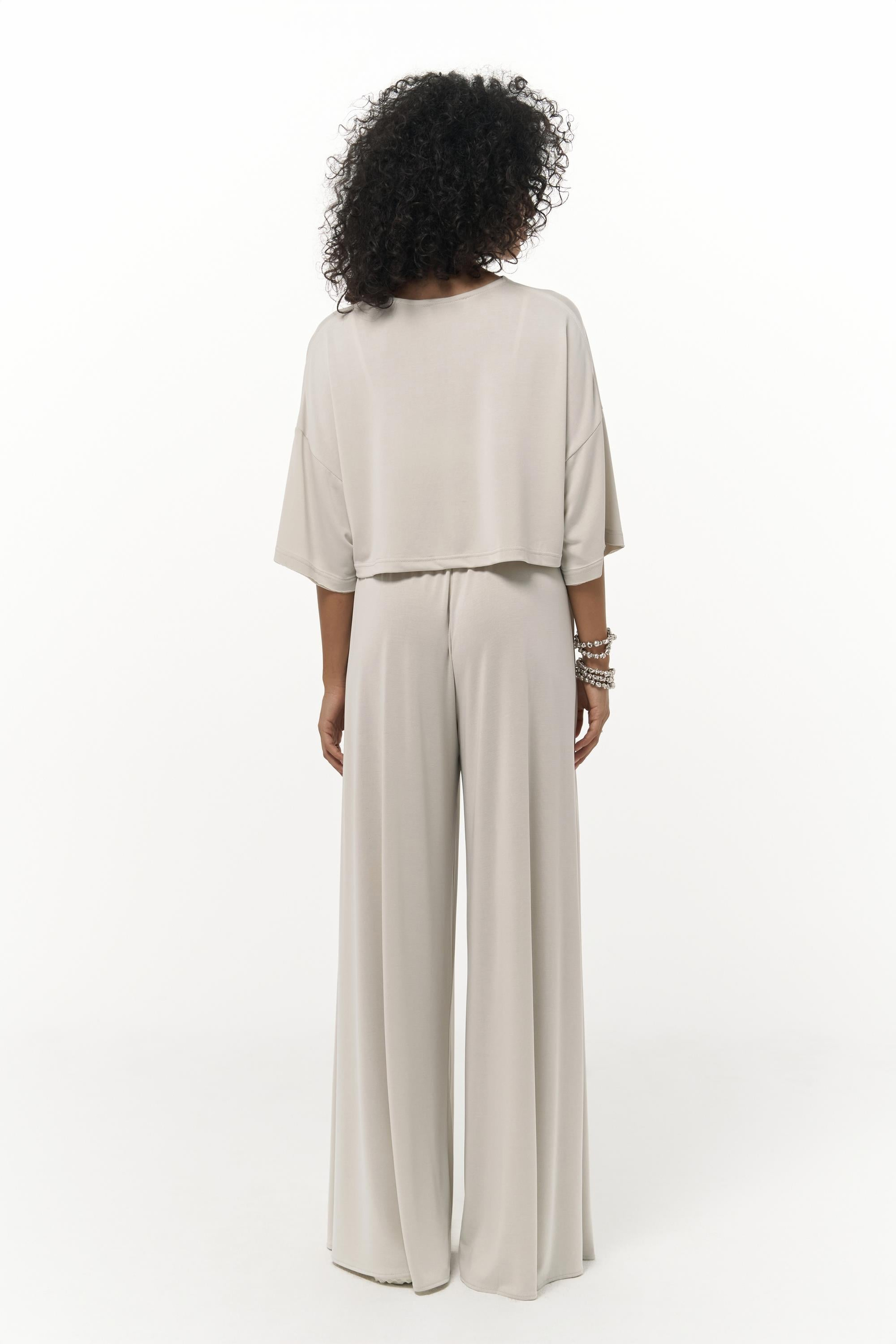Nell Bej Crop T-Shirt Pantolon Takım