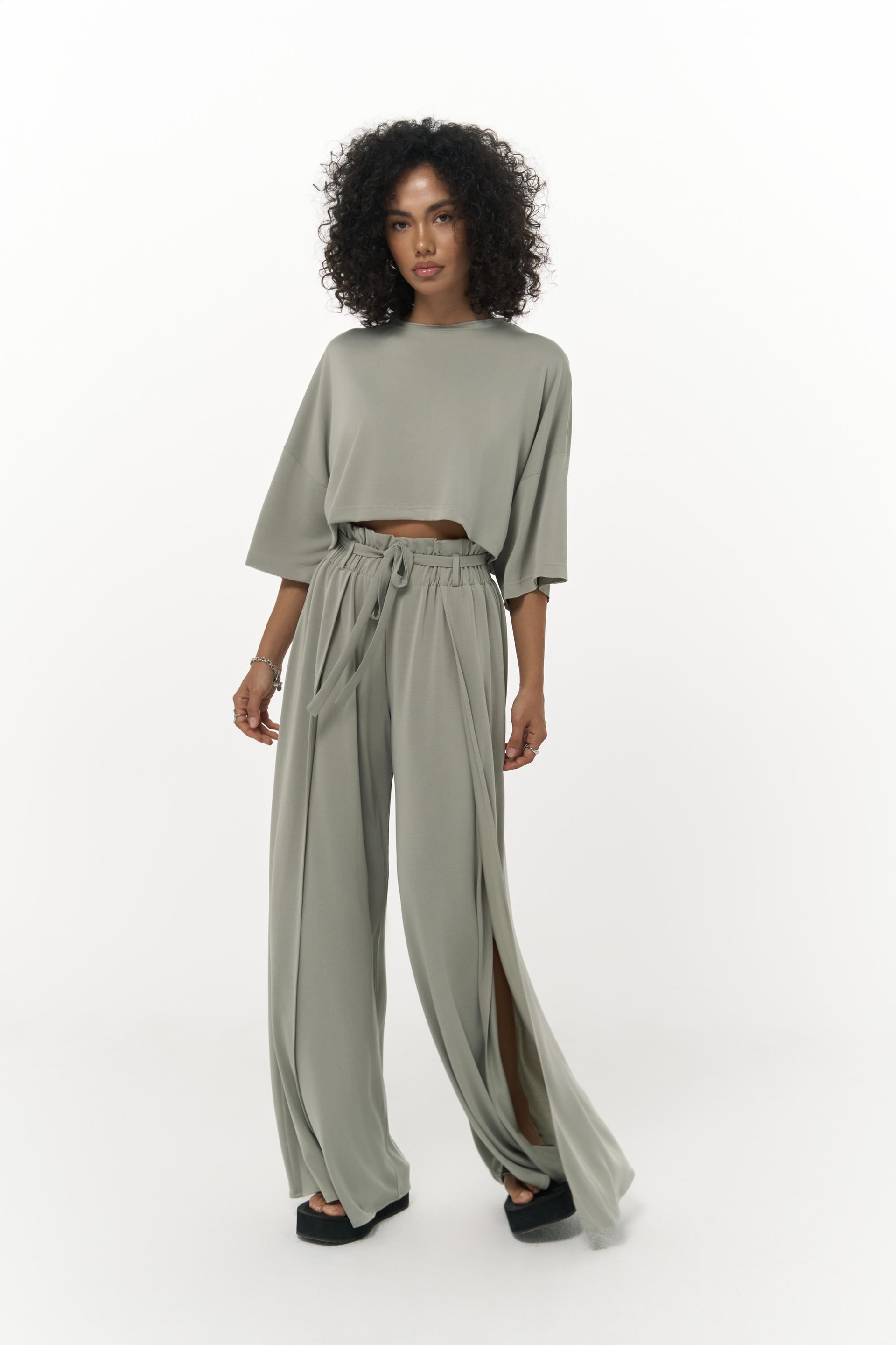 Nell Mint Crop T-Shirt Pantolon Takım